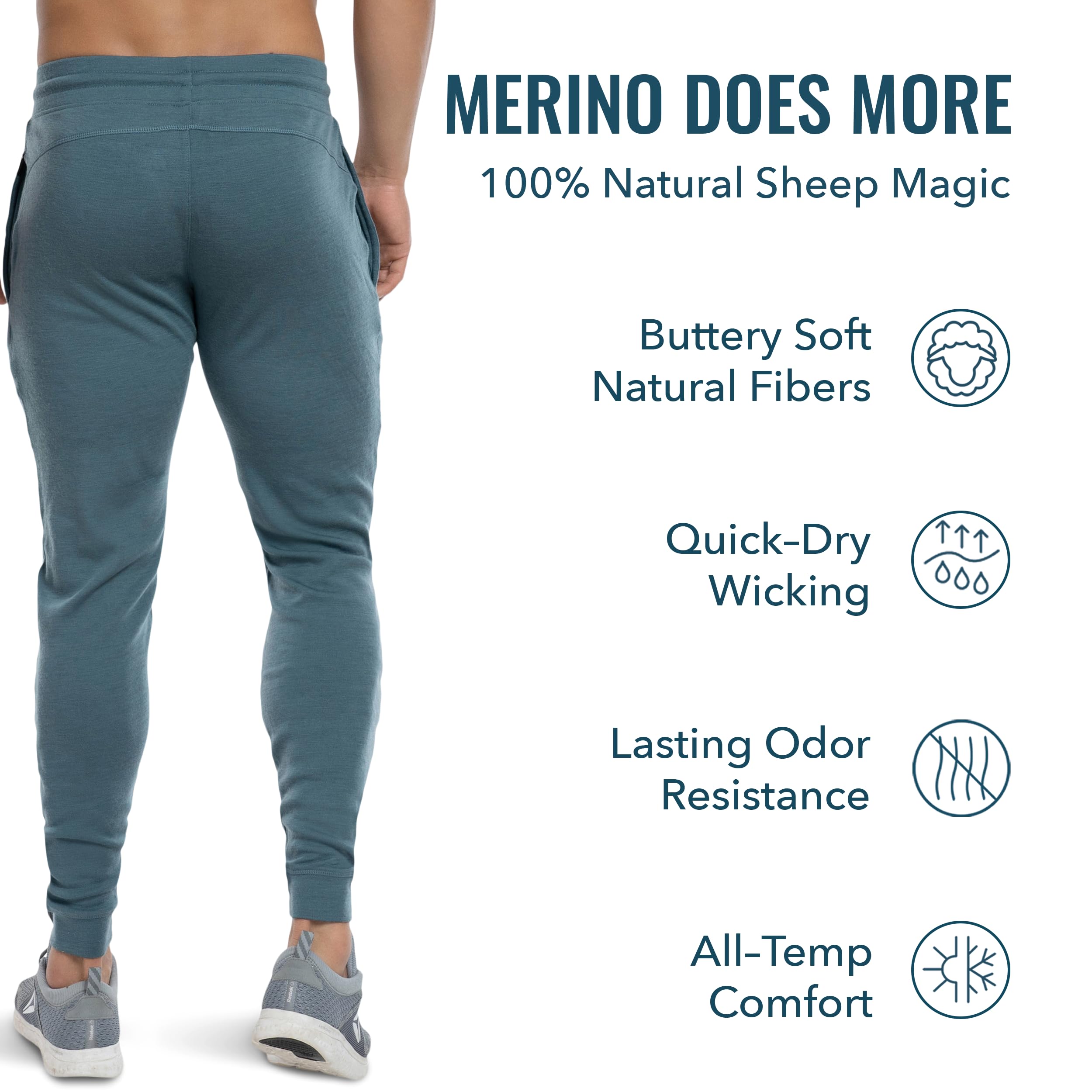 Premium Men's Merino Wool Joggers - RWS Certified Eco-Friendly Sweatpants | Ultra Soft & Warm Winter Lounge Pants | Seattle Designed for Outdoor Activities & Cozy Home Wear
