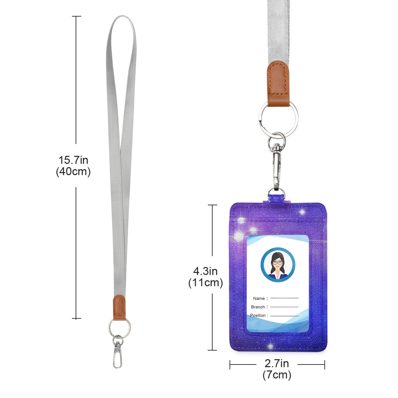 Aries Leather ID Badge Holder with Lanyard - Office & School Use