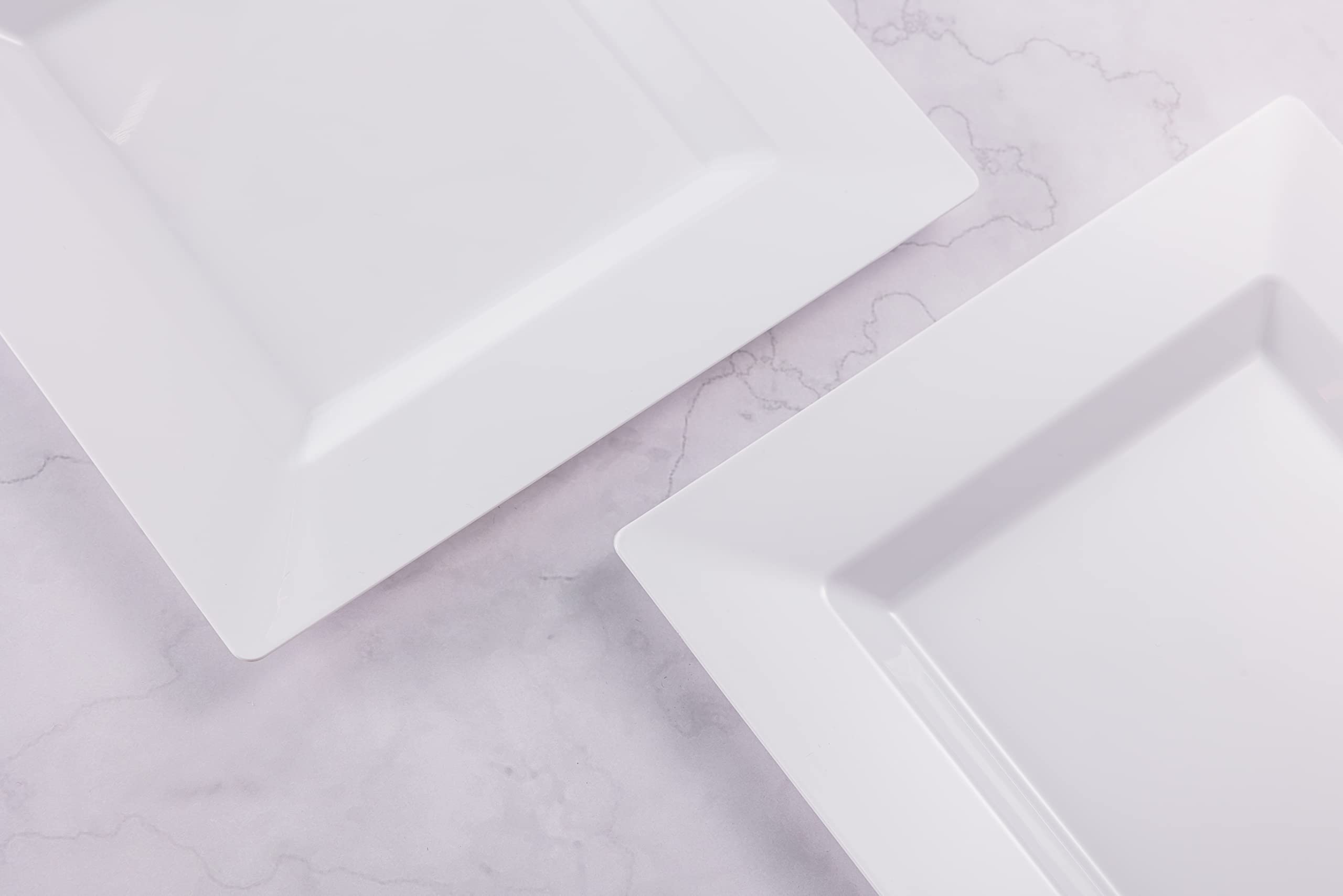 BloominGoods 10-Inch White Disposable Square Dinner Plates - 50-Pack Heavy Duty Plastic Plates for Weddings, Parties & Catering | BPA-Free & Eco-Friendly | Perfect for Indoor/Outdoor Events, Picnics & Buffet Serving