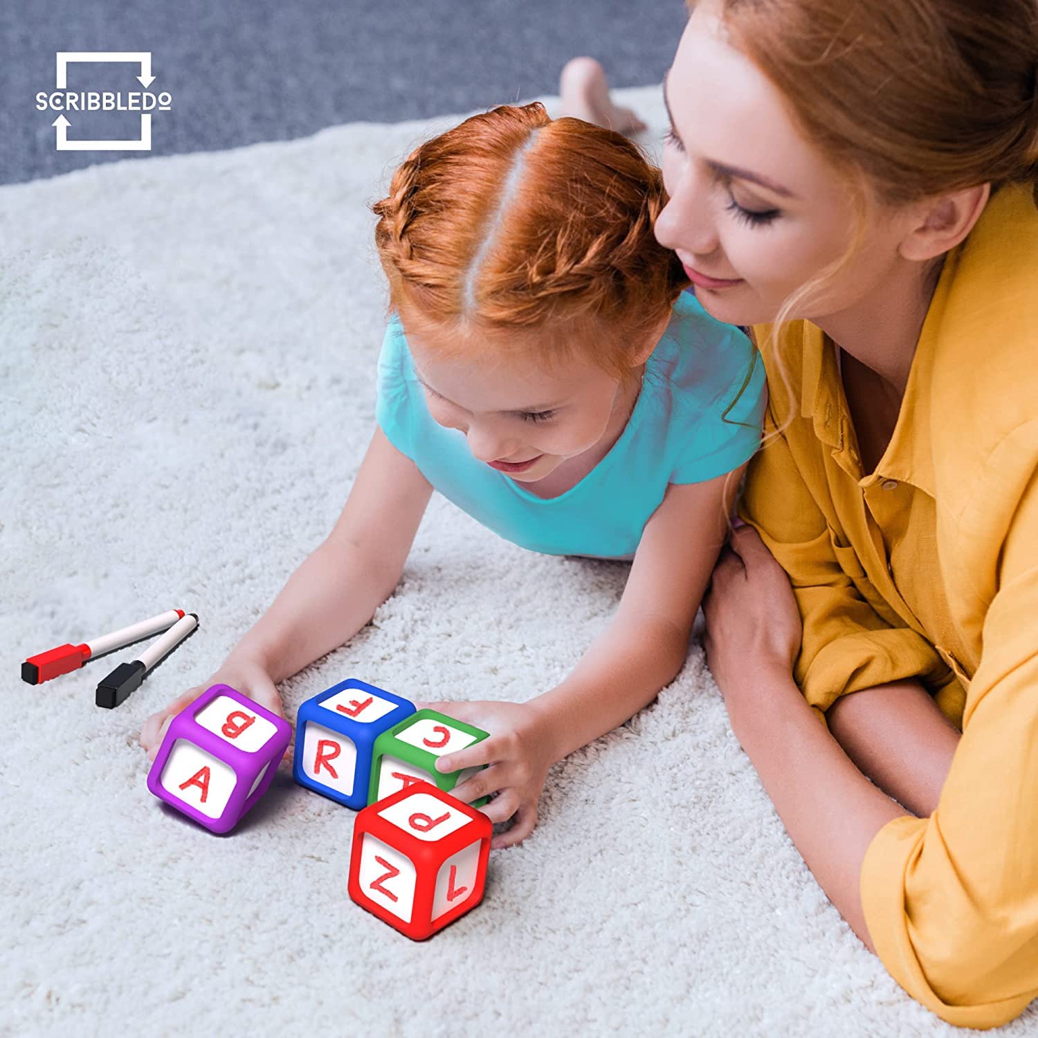 8-Piece Dry Erase Dice Set - 2x2 Inch Colorful Writable Blocks for Classroom Learning, Math Games & Educational Activities - Perfect for Kids' Letter, Number & Drawing Practice - Reusable Whiteboard Dice for Teachers & Students