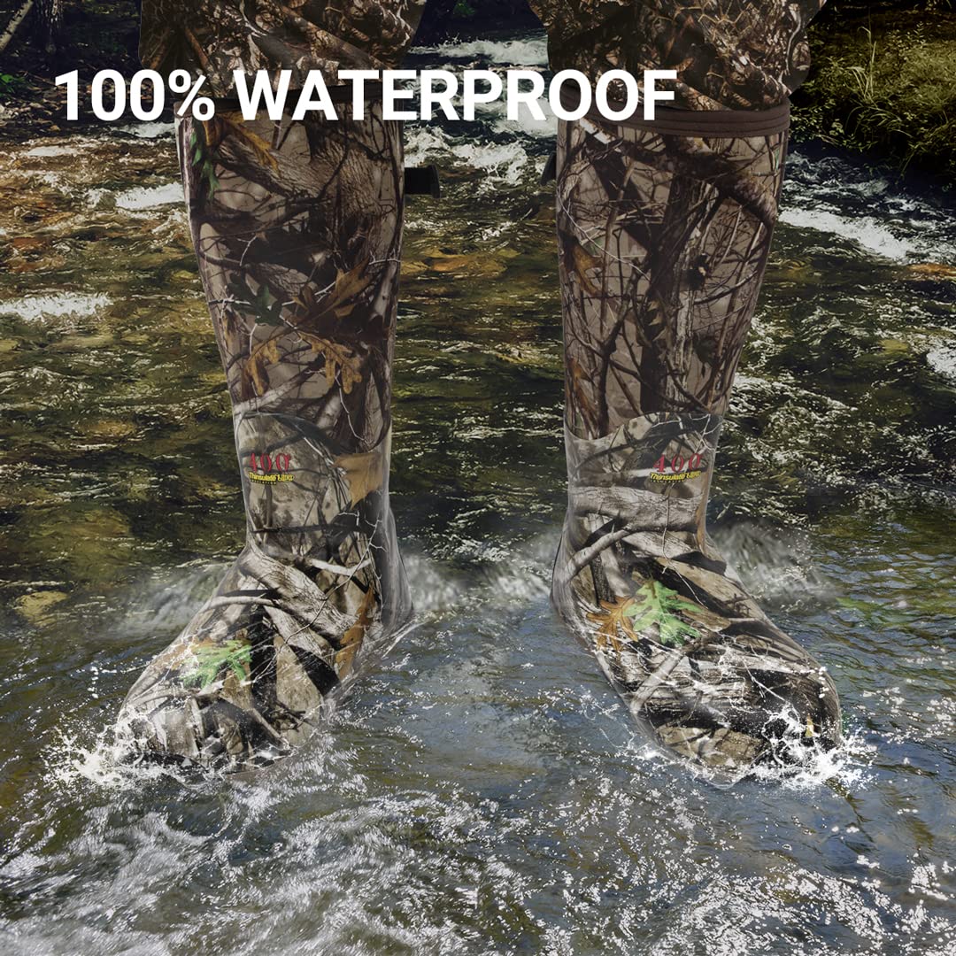 Obcursco Men's Waterproof Insulated 6mm Neoprene Hunting Boots - Camo Rubber Boots for Outdoor Activities, Hiking & Cold Weather - Perfect for Hunting, Fishing & Farm Work