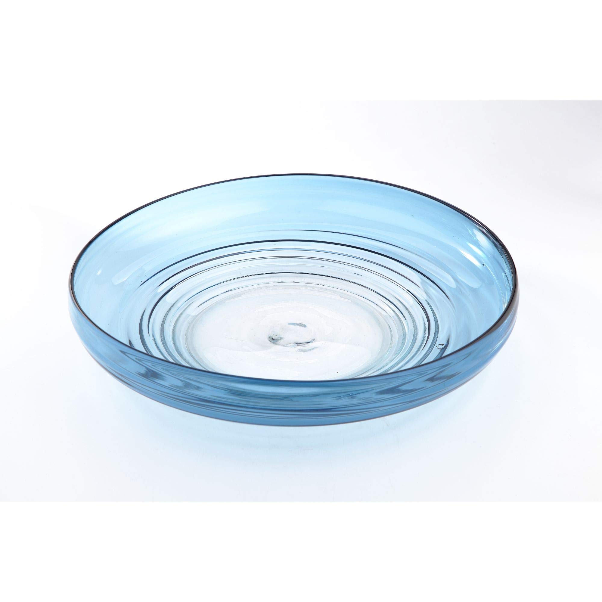 2-Piece Blue and Clear Round Glass Serving Plates 15.5