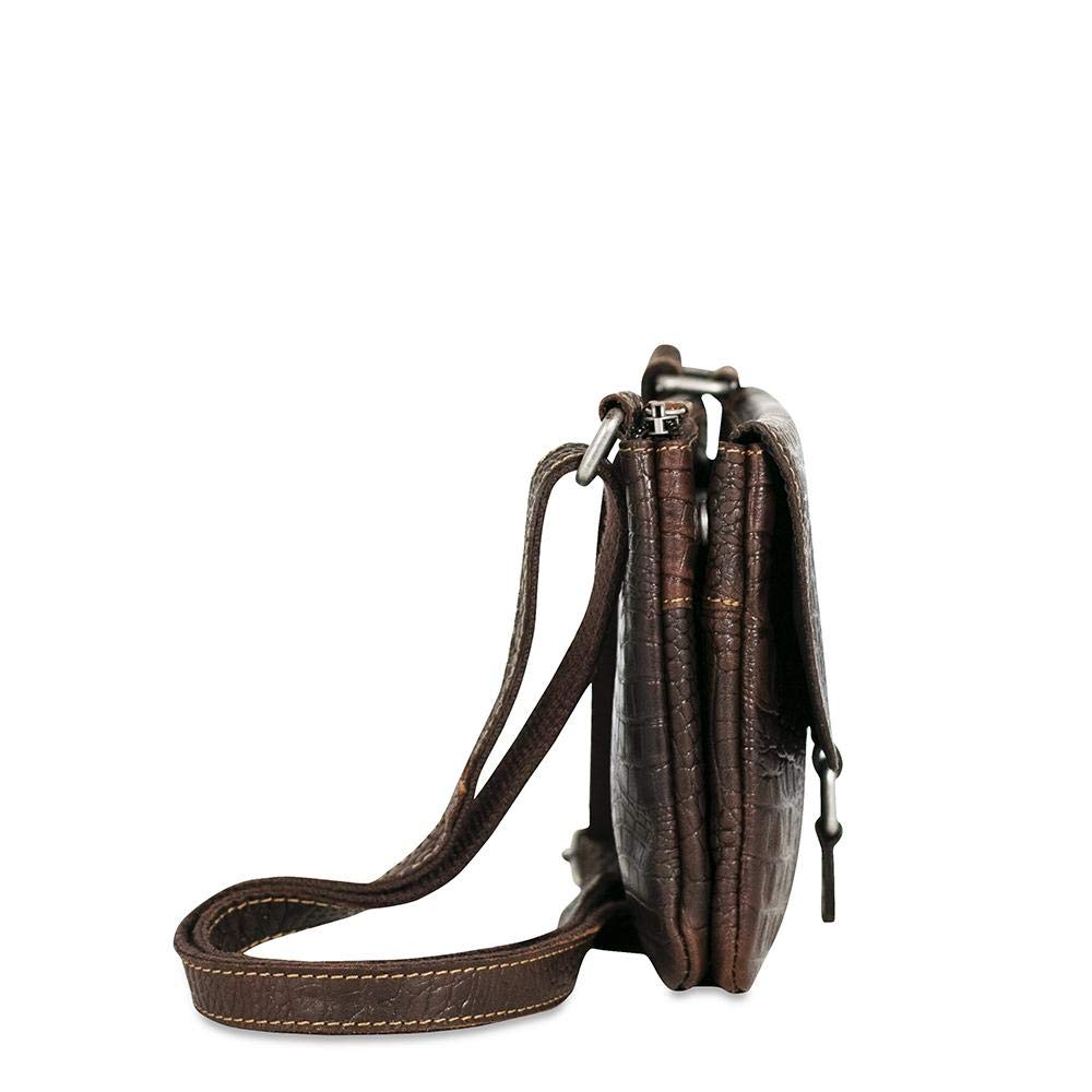 Jack Georges HB672 Hornback Crocodile Leather Wallet on String - Premium Brown Men's Wallet for Everyday Use, Travel & Business