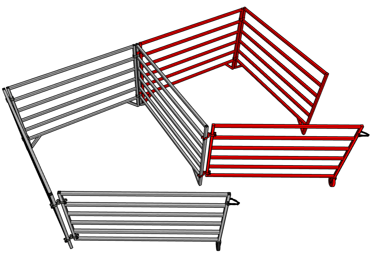 5 Ft x 5 Ft Aluminum 6-Rail Stall Kit with 2 Panels & 1 Gate - Heavy Duty Horse Stall Extension for Barns, Arenas & Pastures