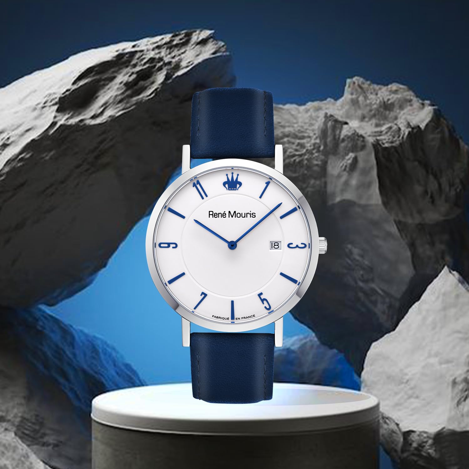 René Mouris L'Emporter Men's Quartz Watch - 41mm 316L Stainless Steel Classic Dress Watch with Sapphire Coated Crystal & Italian Leather Strap - 50M Waterproof - Perfect for Business, Formal Events & Everyday Wear
