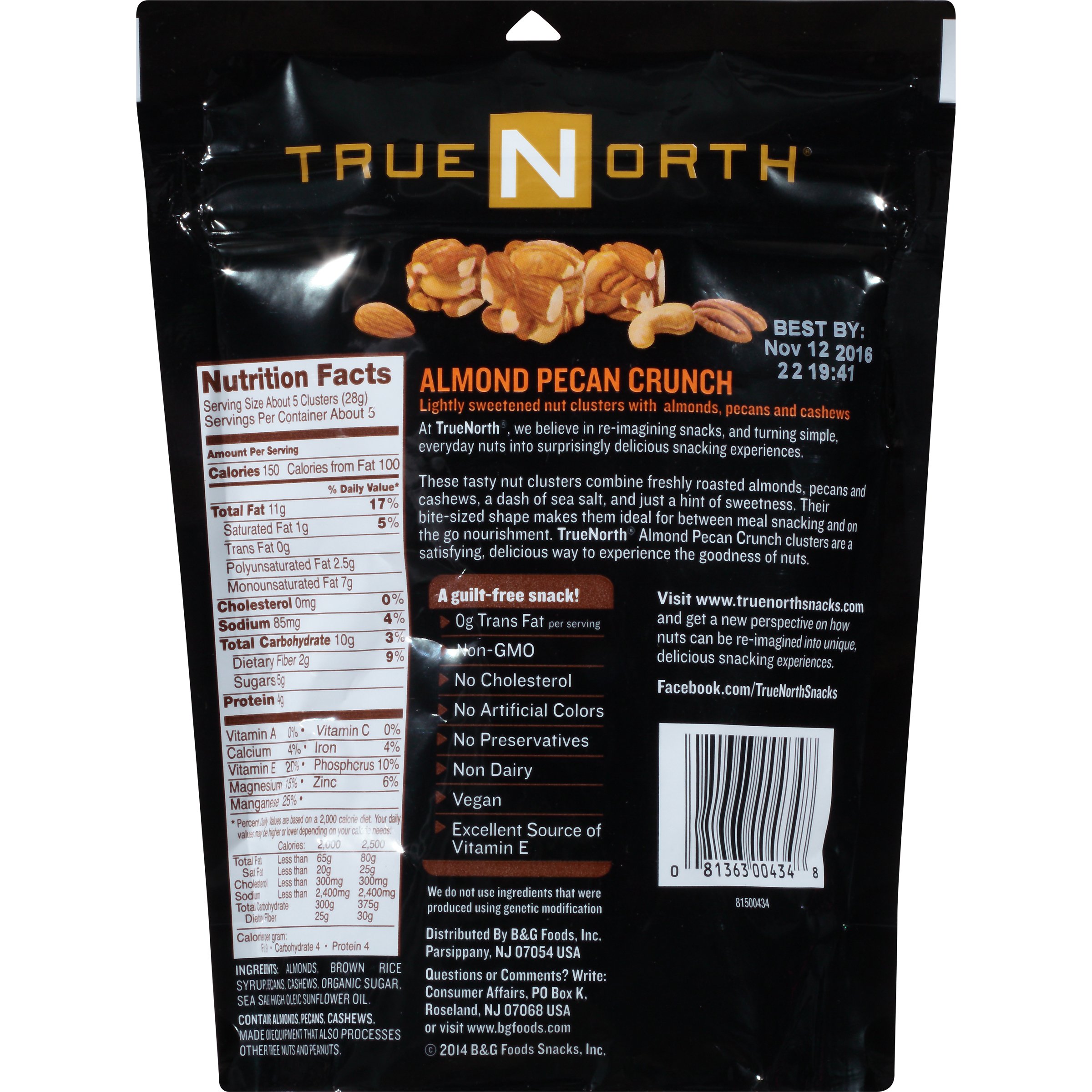 True North Nut Clusters - Almond Pecan Crunch Snack, 5oz (Pack of 1) | Gluten-Free, Non-GMO, Healthy Trail Mix for Hiking, Camping & Office Snacks