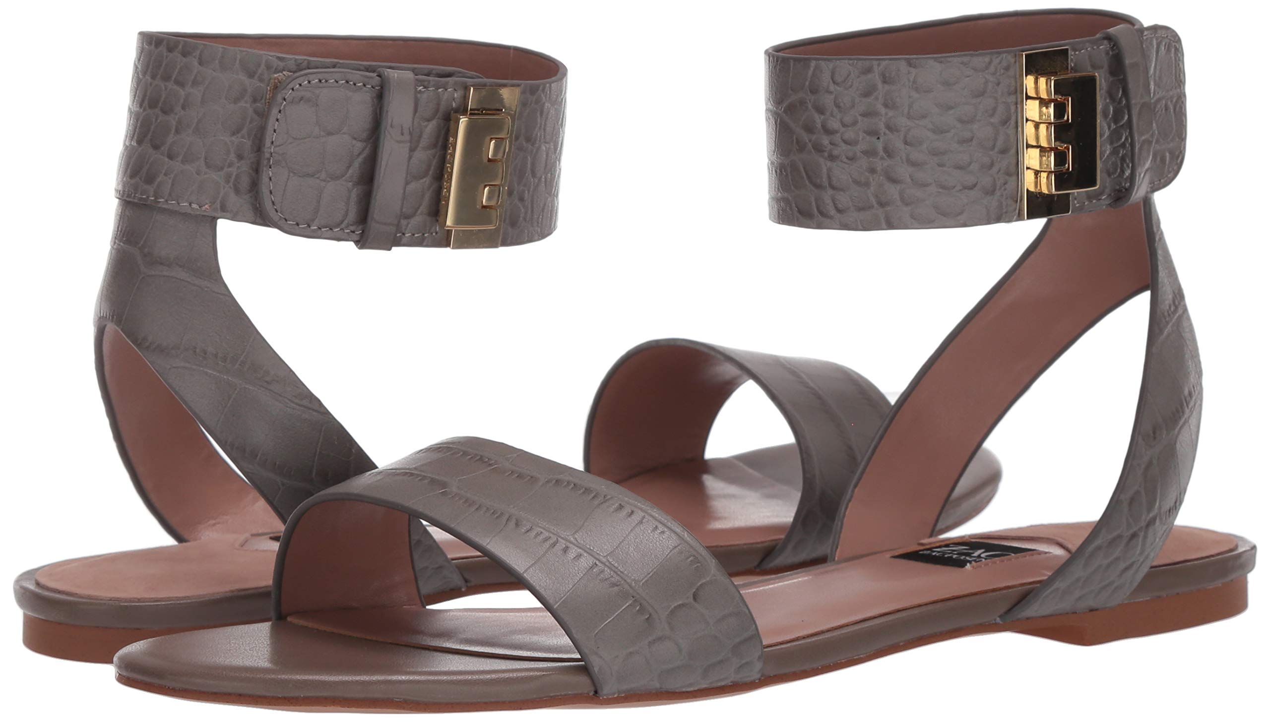 Zac Posen Women's Comfortable Flat Sandals with Adjustable Velcro Ankle Strap - Slip On Mule Shoes for Casual Wear, Beach & Summer Outfits