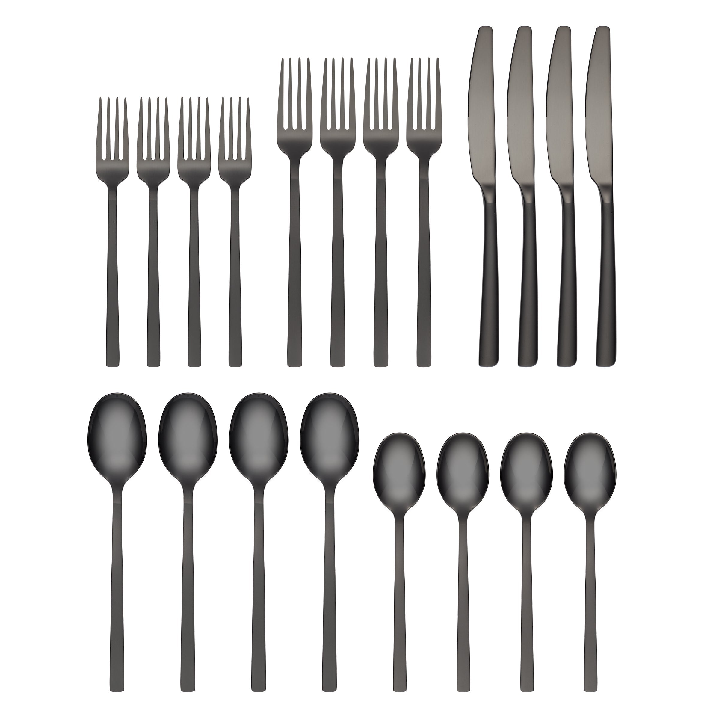 Premium 20-Piece Flatware Set - Beacon Black Sand Mirror Finish - Elegant Stainless Steel Cutlery for Dining, Parties & Gifts - Knife Fork Spoon Set for Everyday Use & Special Occasions