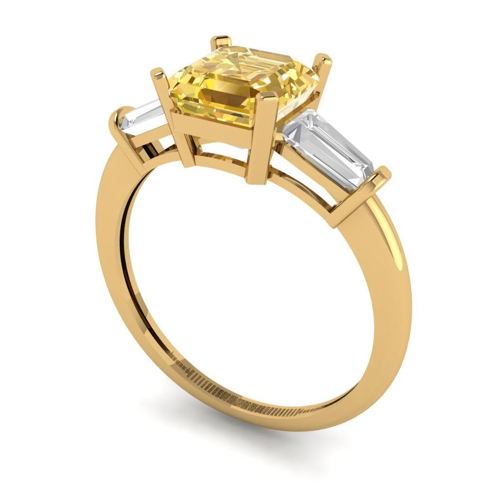1.62ct Emerald Cut Yellow Moissanite Ring - 18k Gold for Engagement & Wedding
