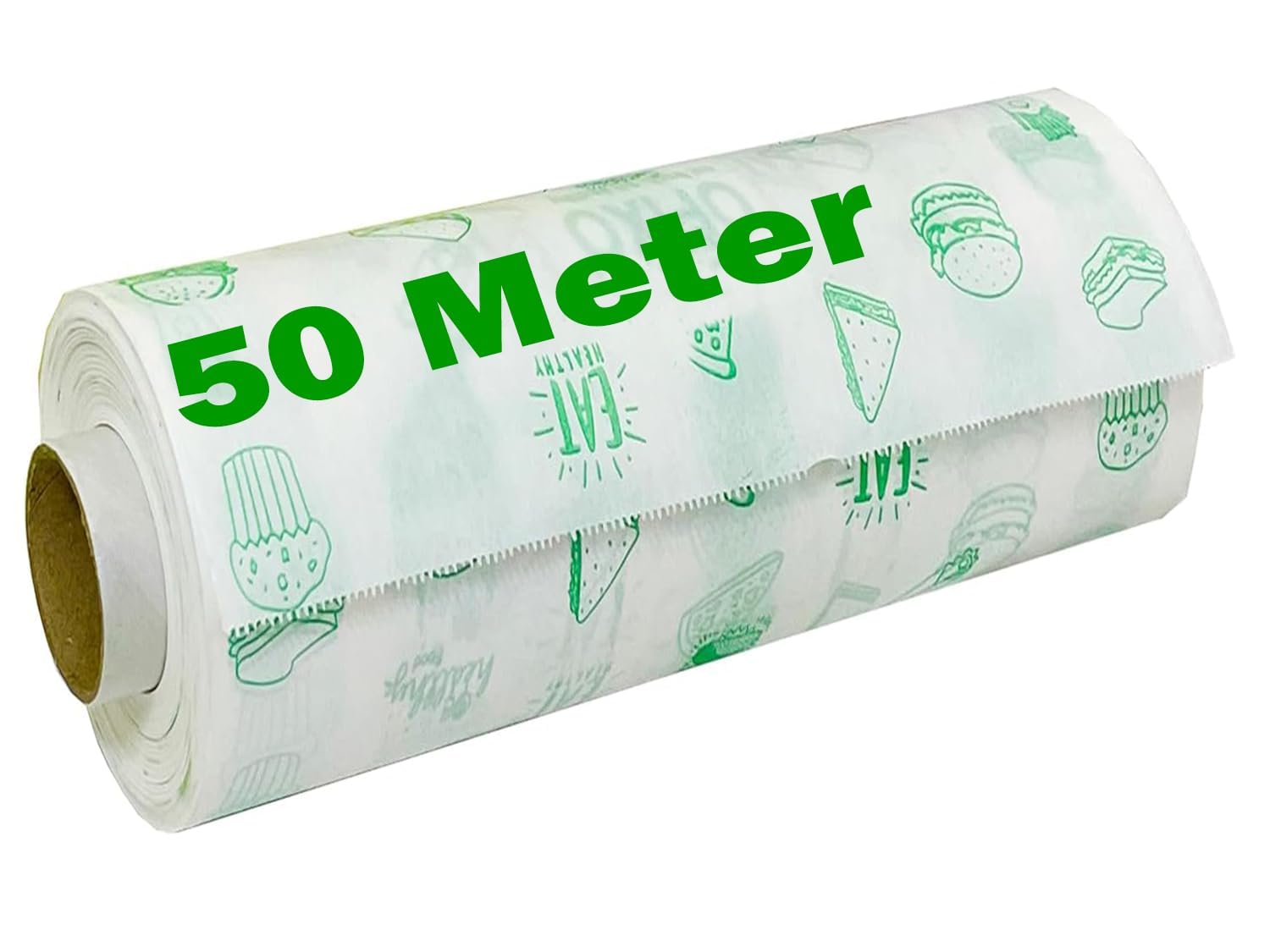 Food Grade Butter Paper Roll - 500G Non-Stick Baking Parchment Paper for Roti Wrapping, Cooking & Pastry (White, 52M) - Perfect for Home Baking, Restaurant Use & Food Packaging