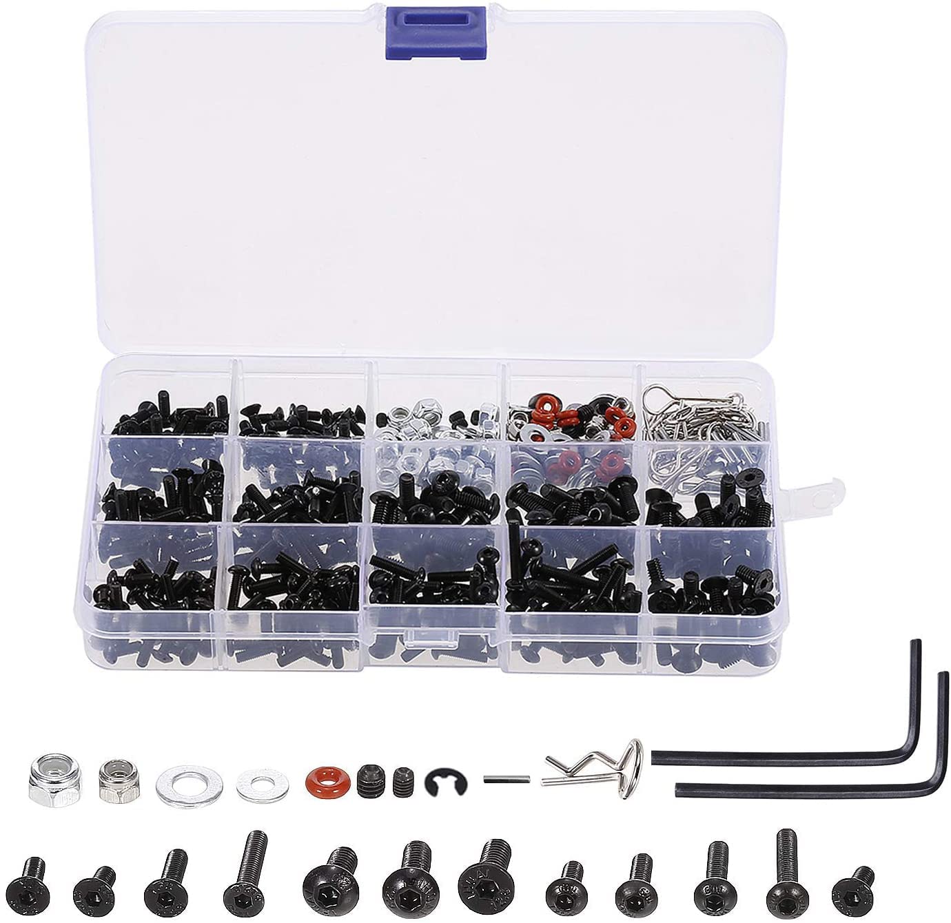 OGRC 522PCS RC Screw Kit - Universal RC Repair Tool Kit with Hardware Fasteners for Traxxas, Axial, Redcat, HPI, Arrma, Losi 1/8 1/10 1/12 1/16 Scale RC Cars, Trucks & Crawlers - Perfect for DIY Repairs & Maintenance