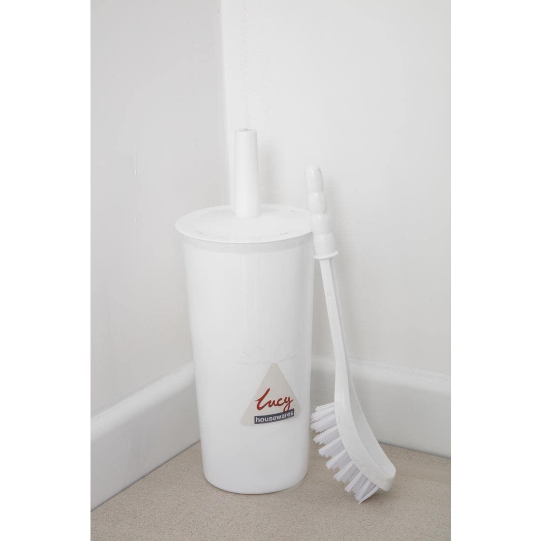 White Toilet Brush and Holder Set - Durable Bathroom Cleaning Tool for Home & Office Use [L569]