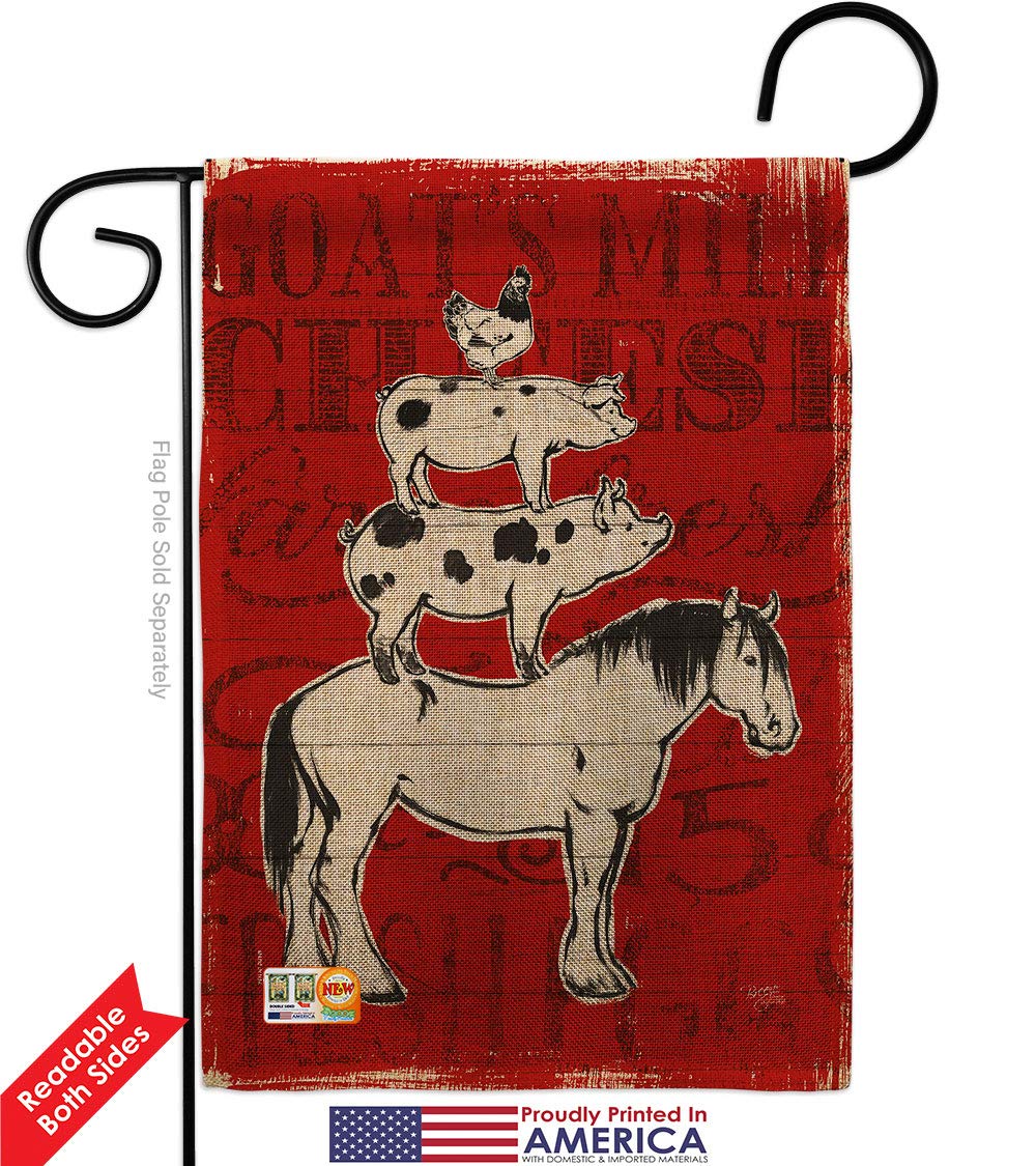 Farm Life Burlap Garden Flag Set - Double-Sided Barnyard Animals Decor for Yard & Home