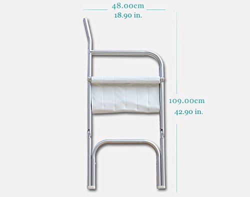 Premium FORMA MARINE A6000VWT White Vinyl Padded Boat Chair with Aluminum Frame & Teak Armrests - Folding Deck Furniture for Yachts, Boats & Outdoor Marine Use