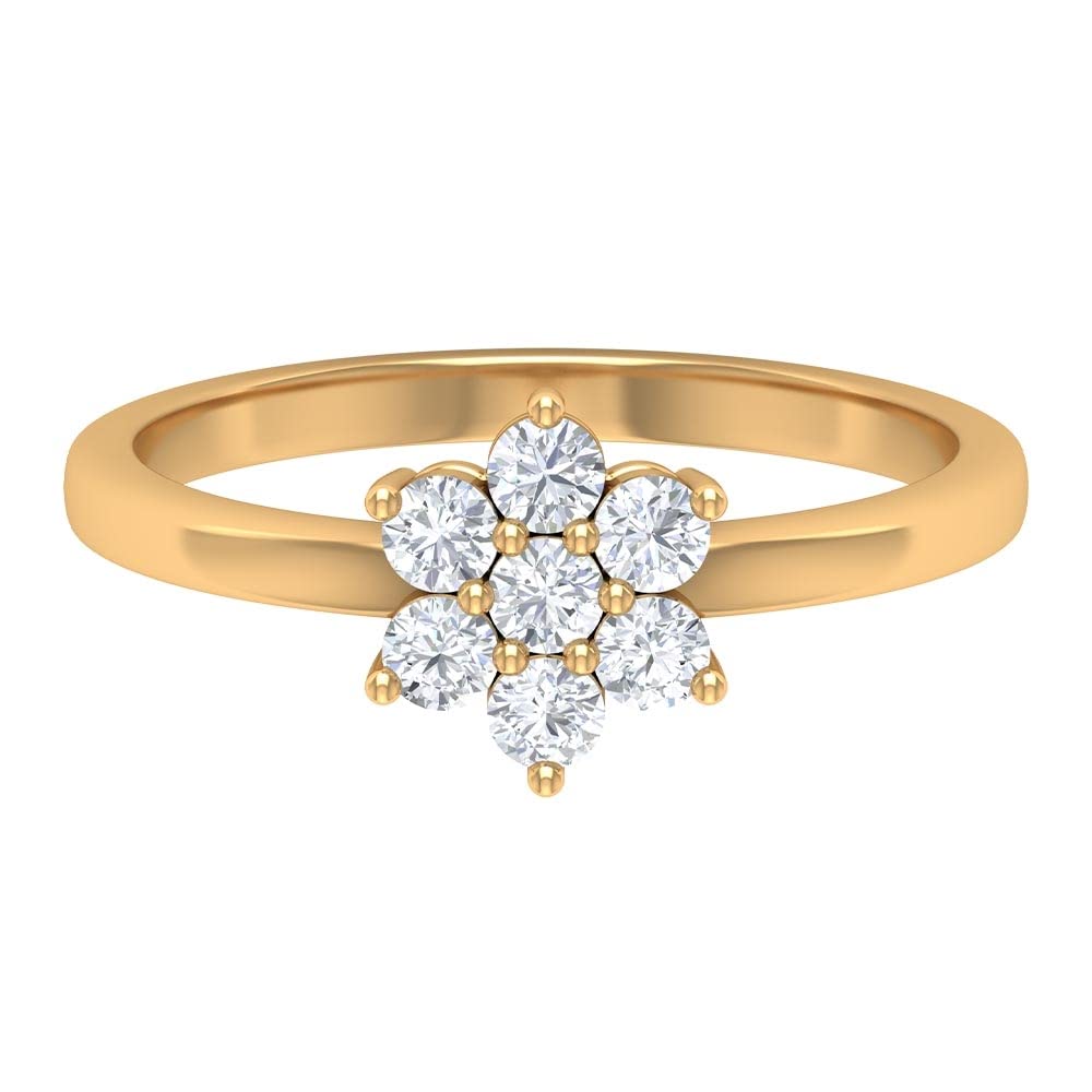 1/2 CT Natural Diamond & 14K Solid Gold Flower Ring for Women - April Birthstone, Elegant Cluster Design, Perfect for Engagement, Anniversary & Special Occasions