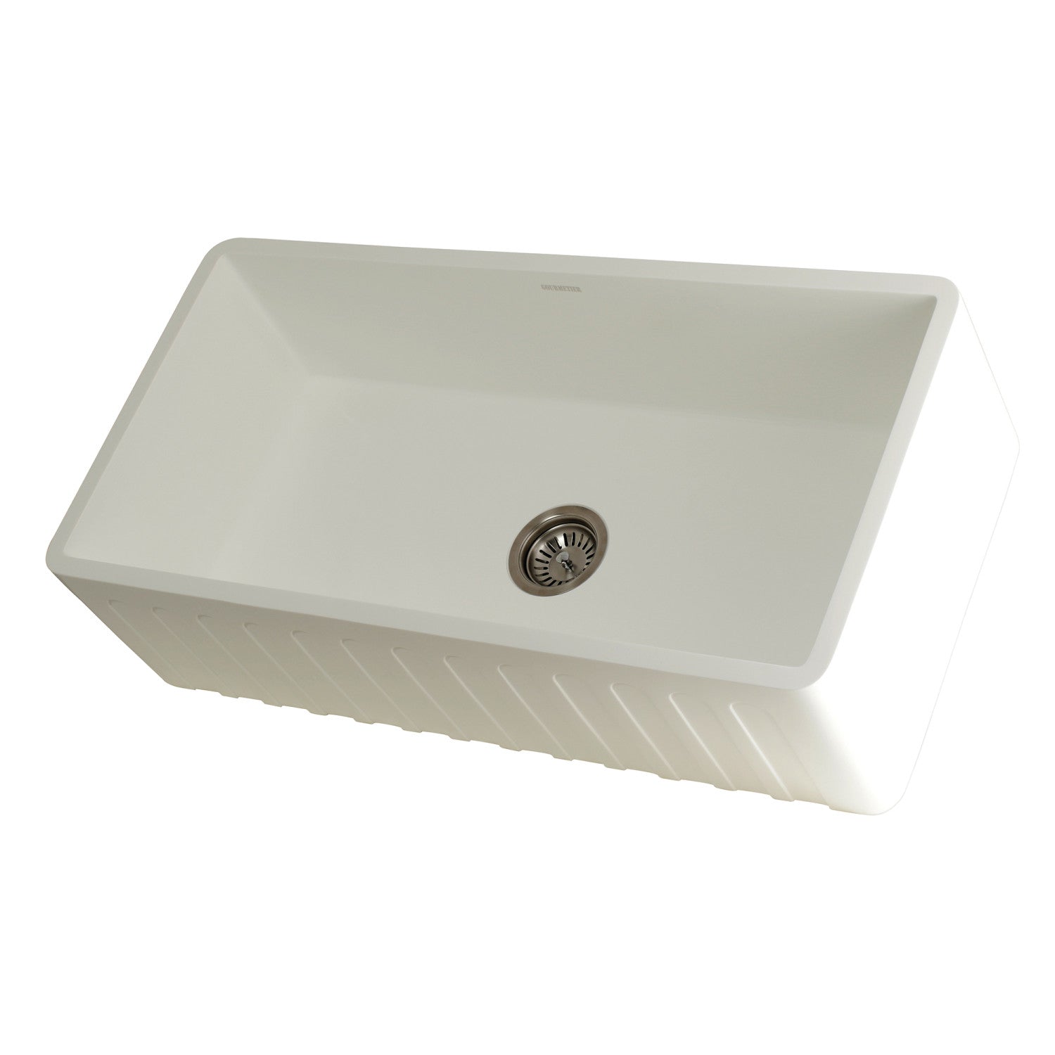 Arcticstone 36 Inch White Farmhouse Kitchen Sink - Matte White Solid Surface Single Bowl Apron Front Sink with Strainer - Perfect for Modern Farmhouse & Rustic Kitchen Designs