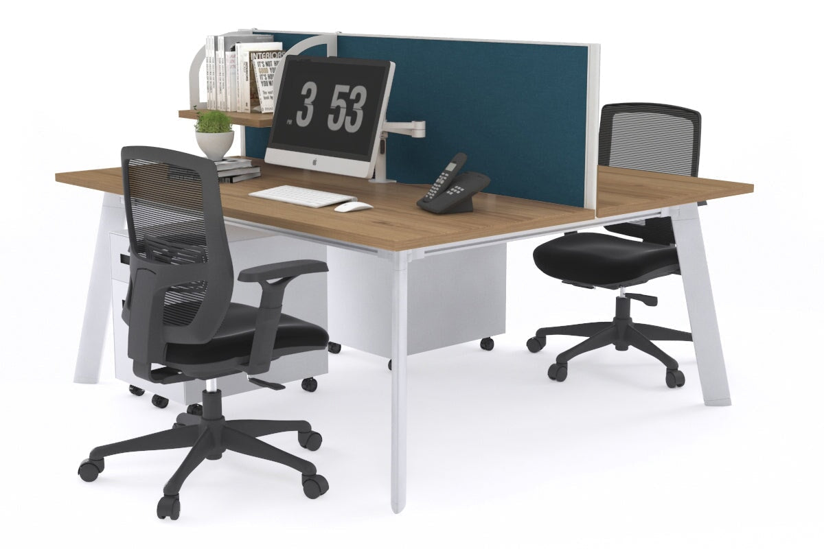 2-Person Workstation with White Frame - 1800L x 700W - Perfect for Office, Home Office, and Collaborative Workspaces