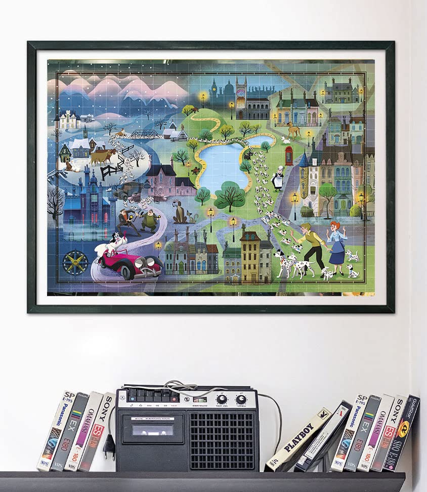 Disney 101 Dalmatians 1000-Piece Jigsaw Puzzle for Adults - Clementoni Story Maps Collection, Officially Licensed Disney Character Puzzle, Made in Italy - Perfect for Family Game Nights & Disney Fans