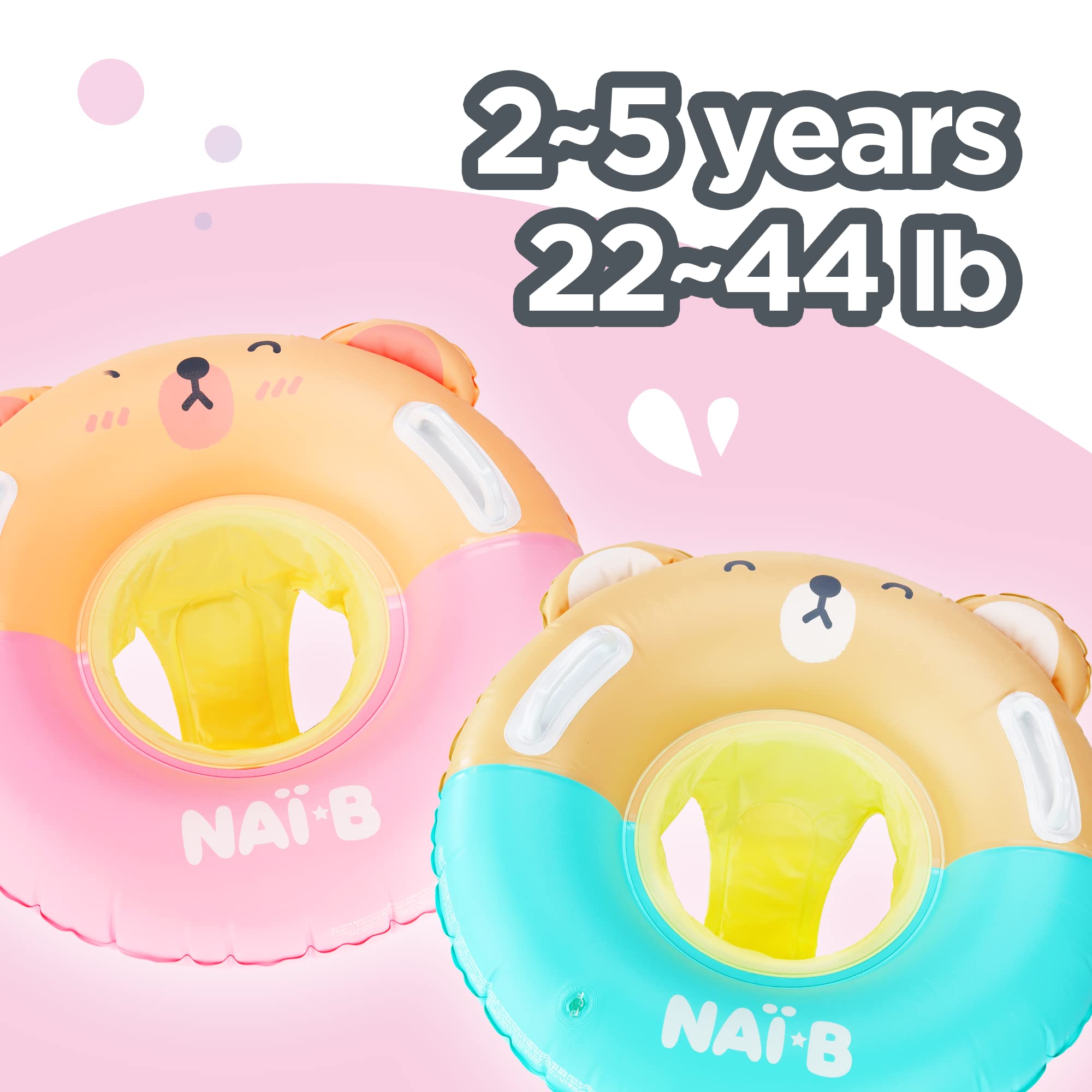 NAI-B Baby Swim Float Tube - Inflatable Swimming Pool Ring with Seat for Toddlers 2-5 Years Old | Blow Up Swim Training Aid for Boys & Girls | Perfect for Pool, Beach & Water Safety Learning