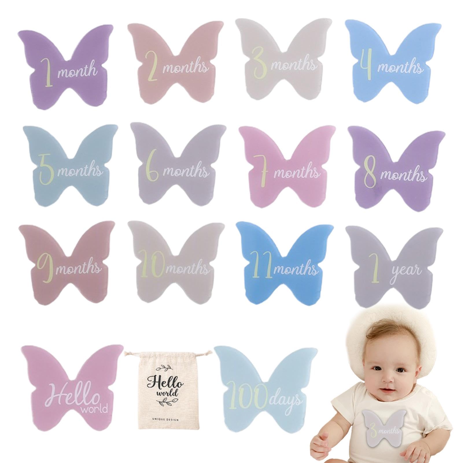Acrylic Baby Growth Card - Elegant Newborn Photography Prop for Welcome & Hello Signs | Document Your Baby's Milestones | Perfect for Newborn Photo Shoots, Baby Showers & Nursery Decor