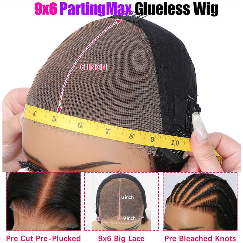 Eullair Wear and Go Glueless Wigs - 9x6 Lace Front Human Hair Wig with Bleached Knots & Pre-Plucked Hairline | Curly No Glue Lace Wig for Daily Wear, Parties & Special Occasions