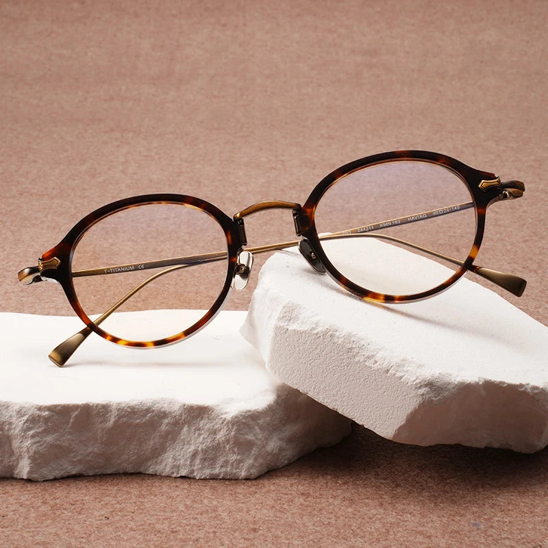 Stylish Unisex Black Titanium Acetate Eyeglasses - Oval Round Full Rim Frame 34182 | Perfect for Work, Reading & Fashion Accessories
