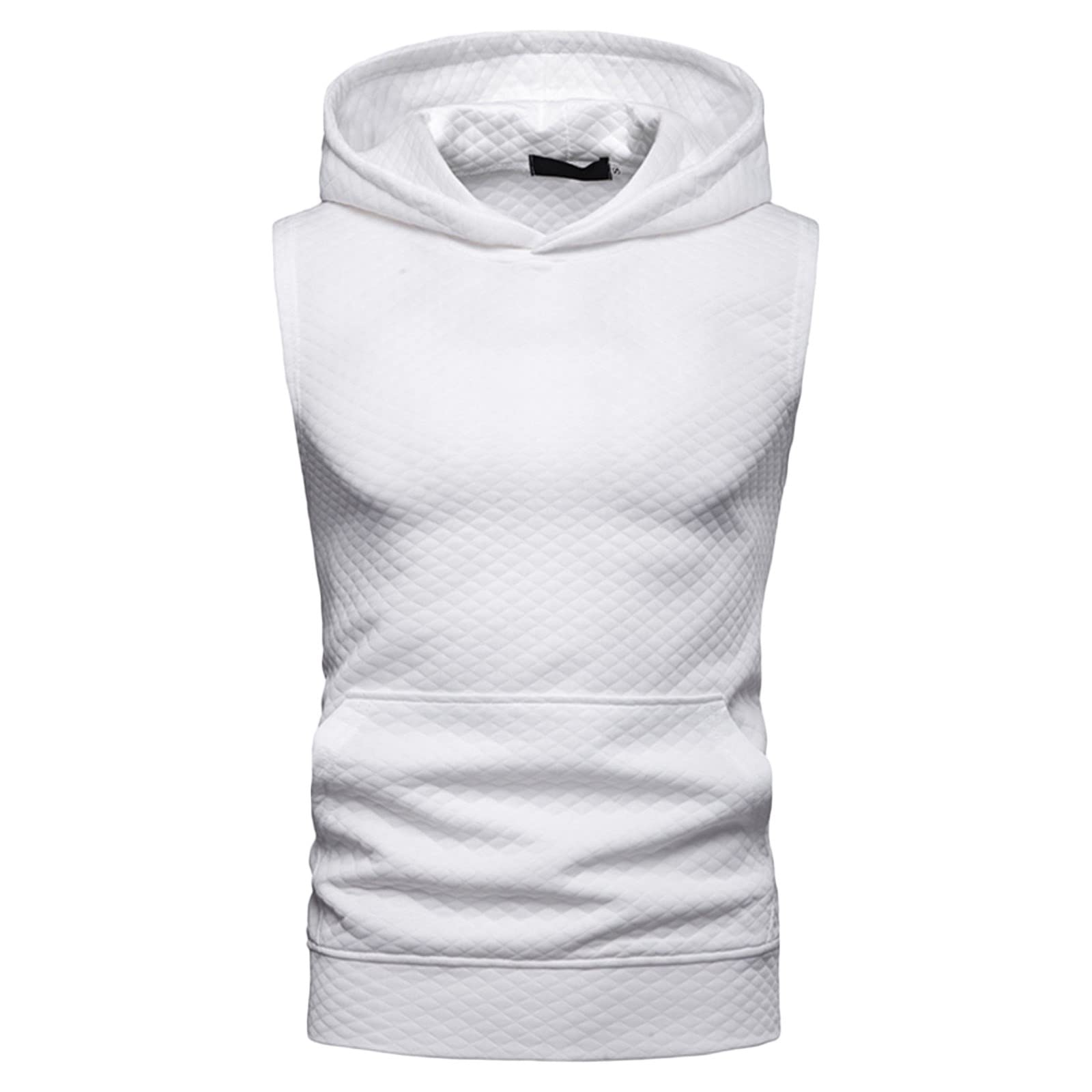Men's Hooded Tank Tops - Sleeveless Muscle Tee Shirts for Bodybuilding & Yoga | Lightweight Waffle Plaid Design with Pocket | Gym, Workout & Casual Wear