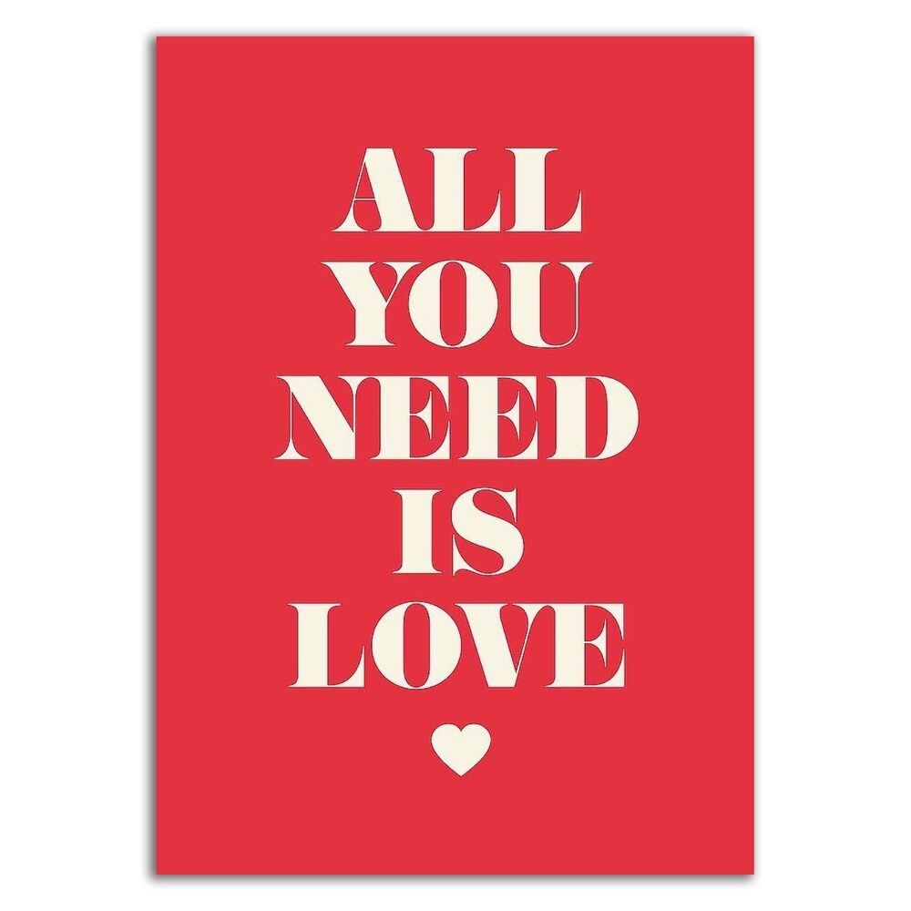 All You Need Is Love by GraphINC - Premium Canvas Wall Art Print, Ready to Hang - Perfect for Living Room, Bedroom & Office Decor