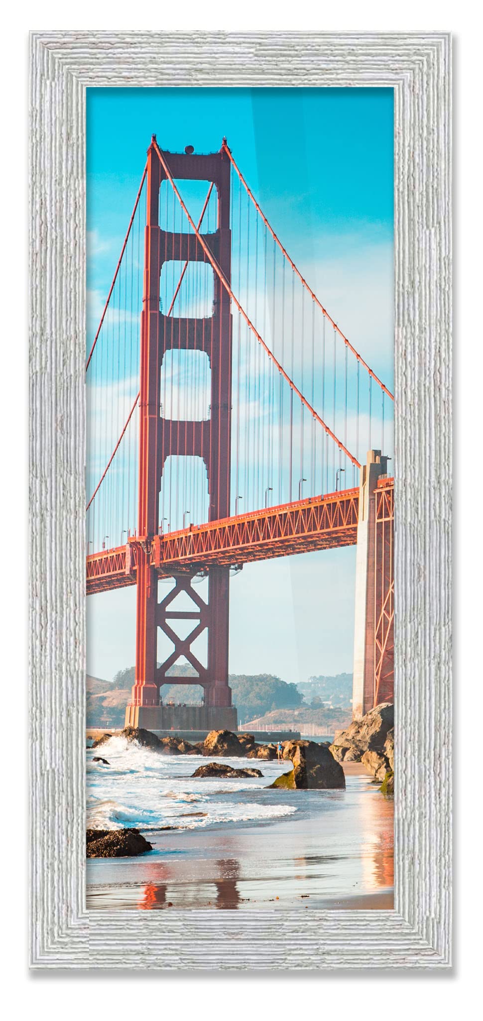 31x13 Inch White Barnwood Picture Frame - Modern Wood Photo Frame with UV Acrylic Shatter Guard & Acid-Free Backing - Perfect for Family Photos, Wall Decor, Living Room, Bedroom, Office Display