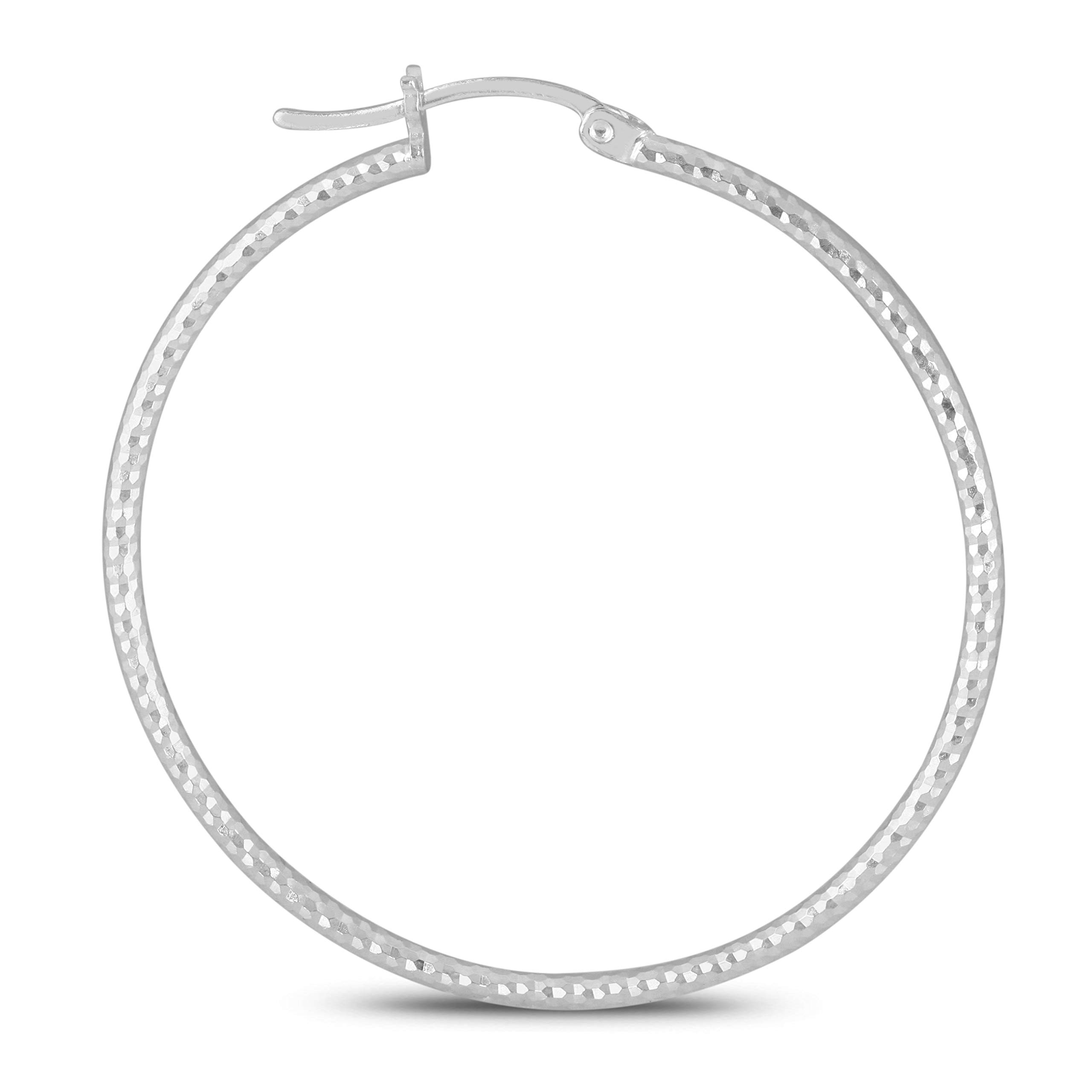 Diamond Cut 30MM-50MM Sterling Silver Hoop Earrings for Women | .925 Silver Jewelry | Perfect for Parties, Weddings & Everyday Wear