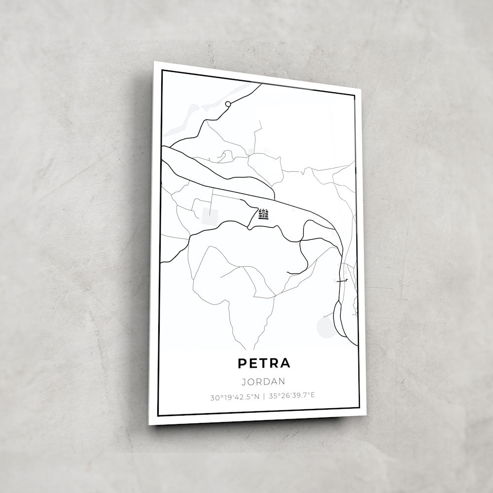 Petra Map Glass Wall Art - Stunning Home Decor for Living Room, Office & Gifts - Perfect for Travel Lovers & History Enthusiasts
