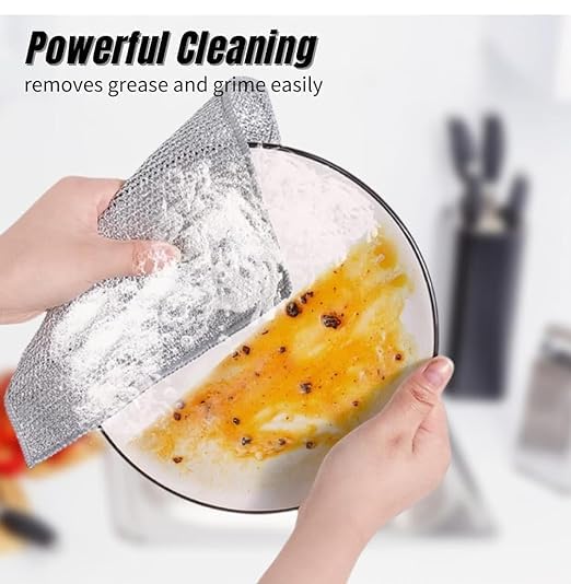 Shopfleet STYLE Non-Scratch Reusable Dish Cloth Set - 6 Pack | Gentle Wire Dishwashing Rags for Wet & Dry Cleaning | Perfect for Kitchen, Camping & RV Use