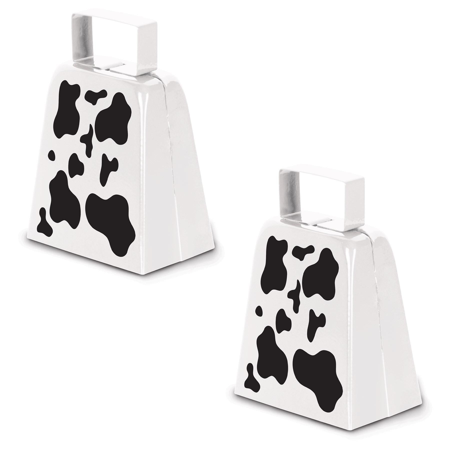 12 Pack Beistle Cow Print Cowbells - Fun Party Favors for Farm Theme Birthday, Western Decor, and Sporting Events
