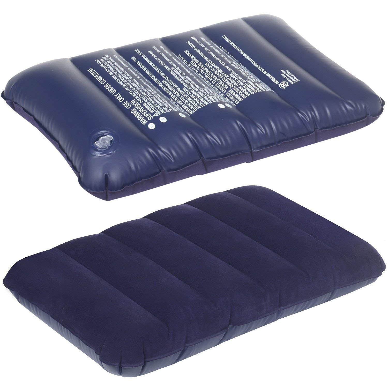 **Soft Inflatable Velvet Travel Pillow - Ultra Comfortable Air Cushion for Neck Support - Portable Sleeping Bag Accessory (Blue, 2 Pack) - Perfect for Airplane, Car & Camping Trips**