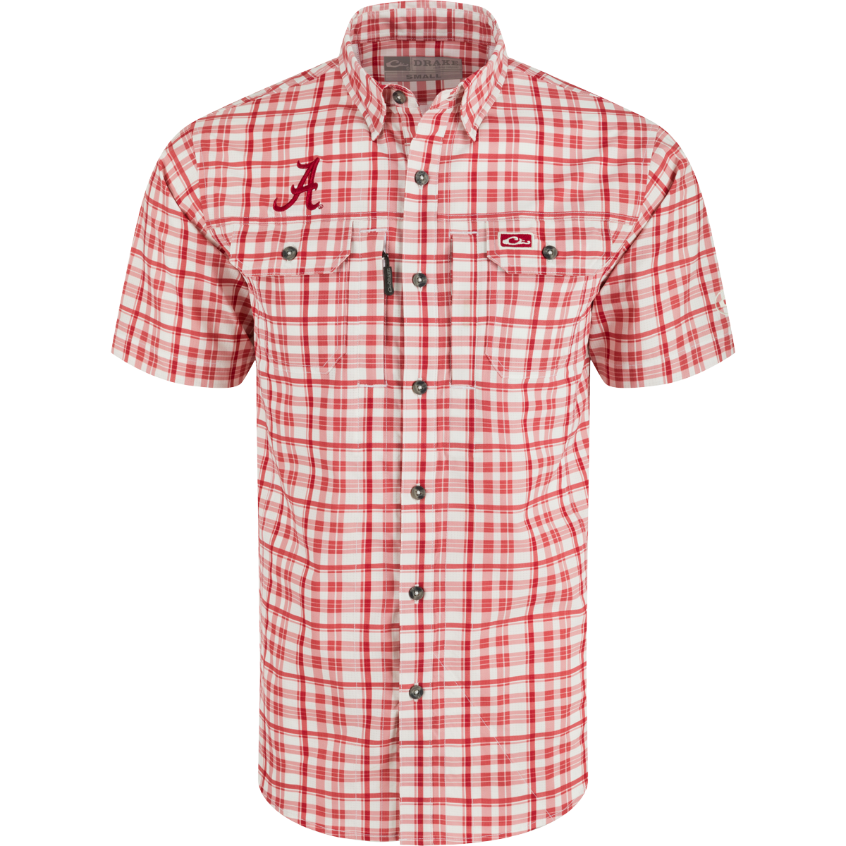 Alabama Hunter Creek Windowpane Plaid Short Sleeve Shirt for Men - Casual Button Down Shirt for Outdoor Activities, BBQ, and Summer Wear