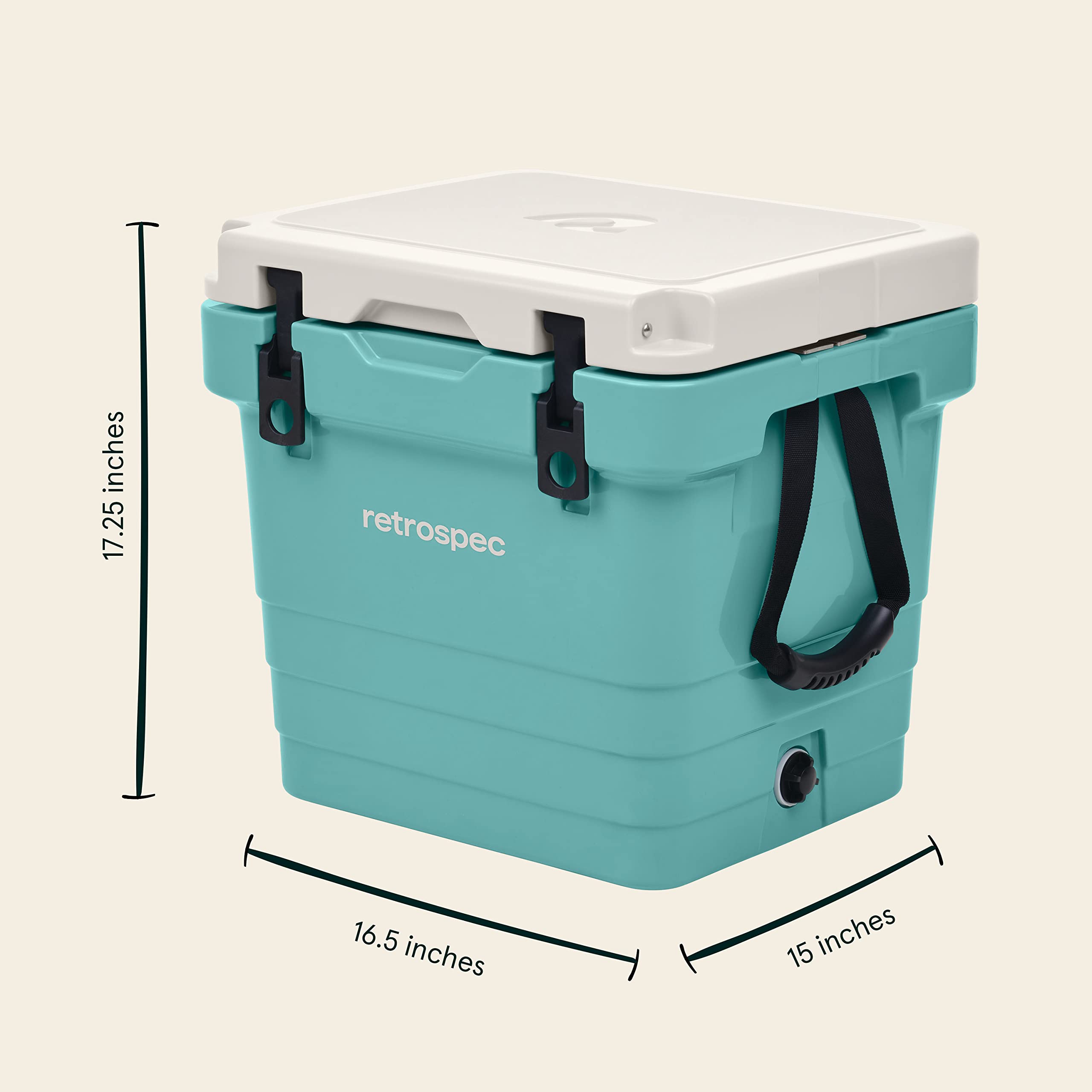 Retrospec Palisade Rotomolded Cooler - Heavy Duty Insulated Ice Chest with Built-in Bottle Opener, Tie-Down Straps & Dry Storage Basket - 25QT, 45QT, 65QT Sizes for Beach, Camping, Picnic & Outdoor Adventures