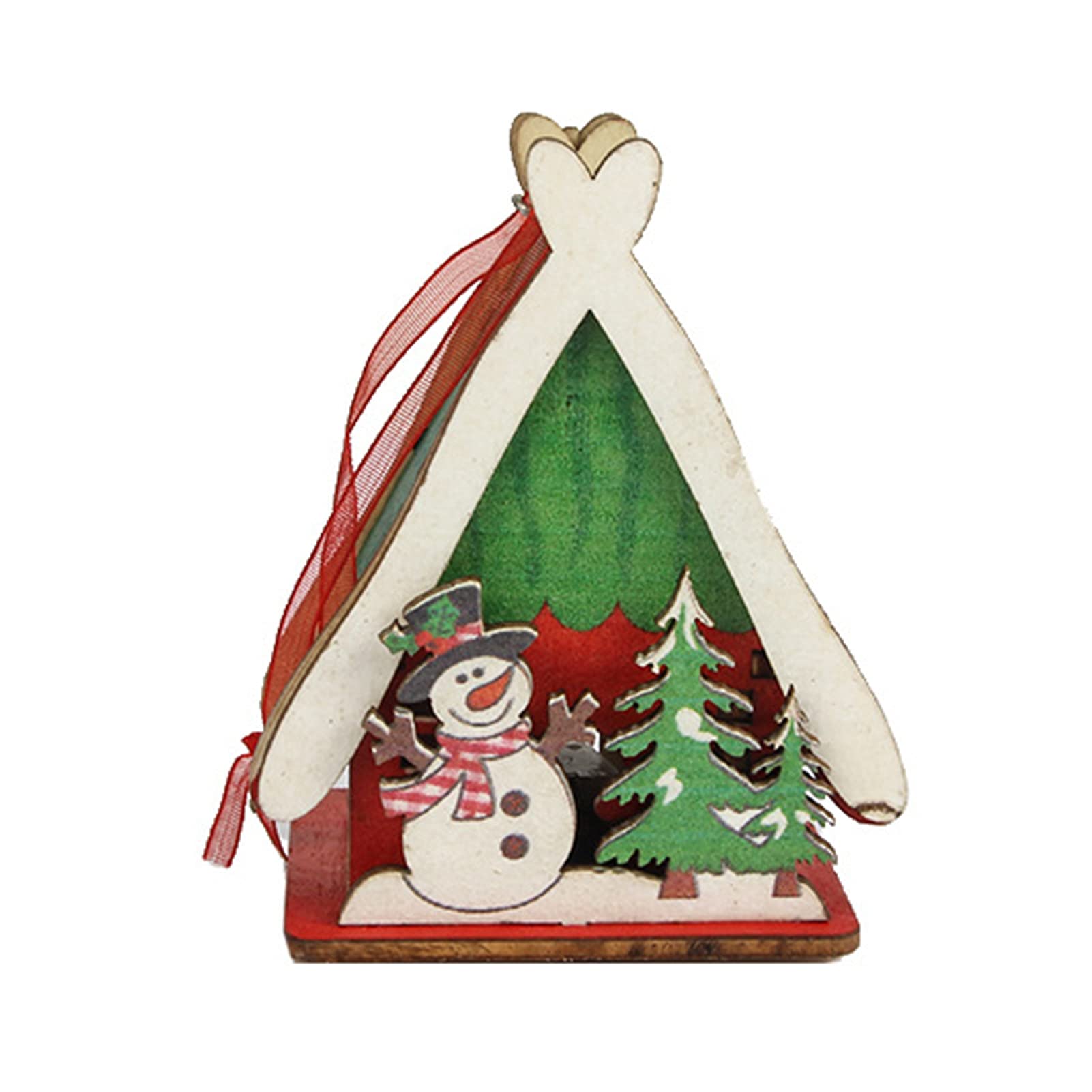 Festive Christmas Ornament Set - Wooden Hanging Pendants with House Patterns, Mini Landscape Holiday Decor for Home & Tree (Perfect for Xmas Parties, Gift Exchanges & Cozy Winter Decorations)