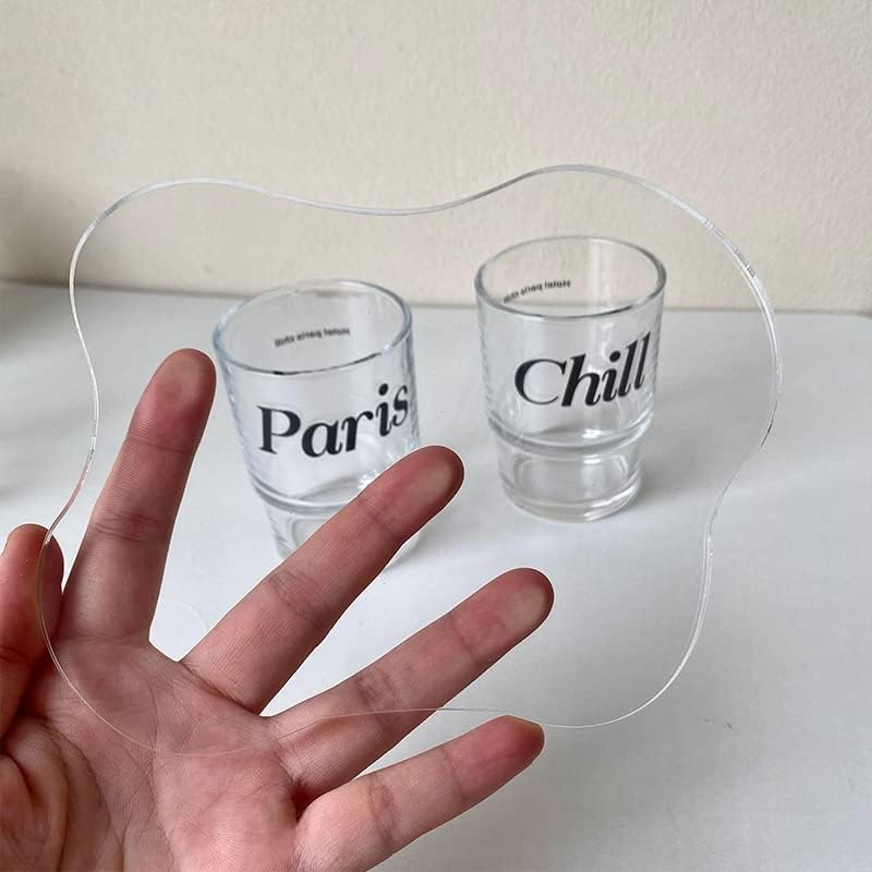 Set of 2 Clear Acrylic Cup Coasters, Modern Irregular Drink Coasters for Dining Room, Living Room, Patio, Coffee Table, Bar, Office, and Kitchen Use