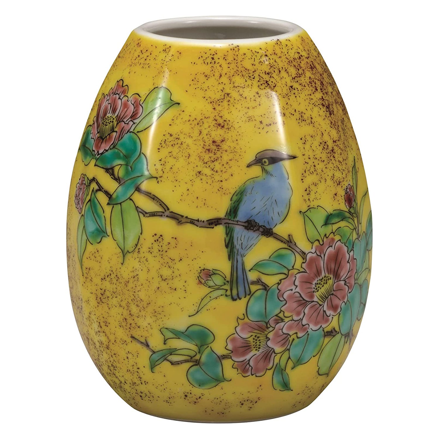 Kutani Ware Porcelain Vase - Handcrafted Japanese Flower and Bird Design Single Flower Vase for Home Decor, Wedding Centerpiece & Gift