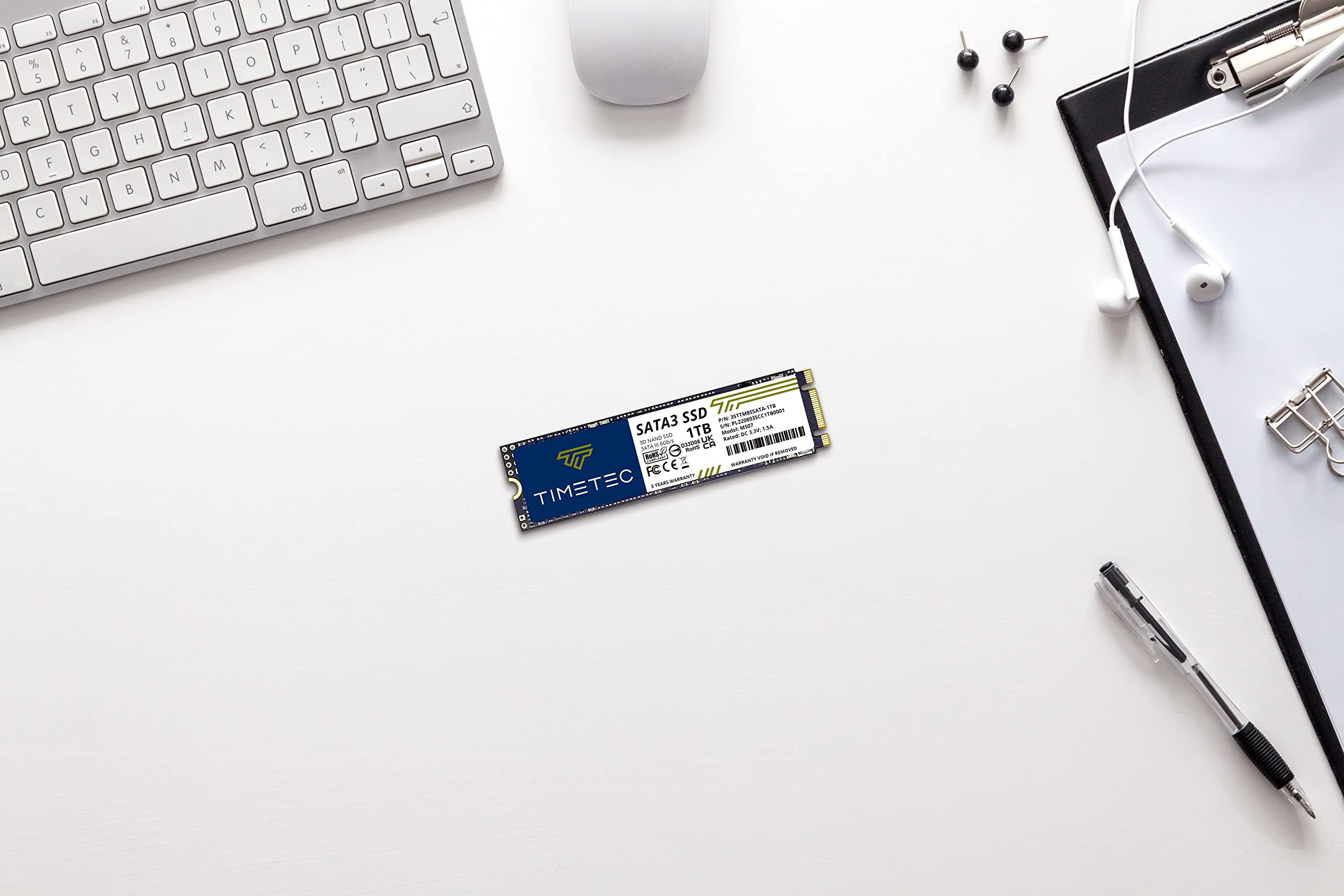 Timetec 1TB SSD 3D NAND SATA III 6Gb/s M.2 2280 Internal Solid State Drive - Up to 550MB/s Read Speed, 512TBW, SLC Cache for Enhanced Performance - Compatible with PC, Laptop, Desktop - Perfect for Gaming, Video Editing & Fast Boot Times