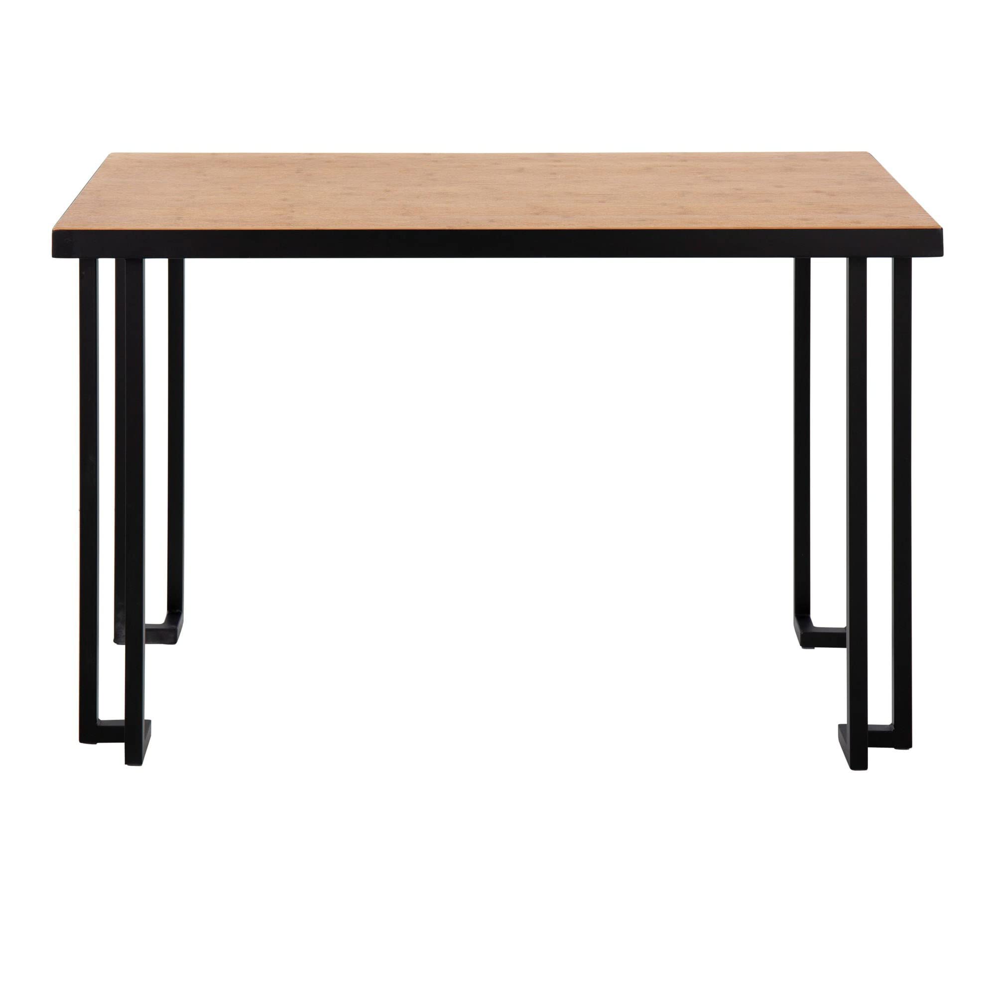 LumiSource Roman Natural Wood Desk - Modern Home Office & Computer Desk in Black | Small Contemporary Desk for Bedroom, Gaming & Workspace | Perfect for Remote Work, Study & Small Spaces