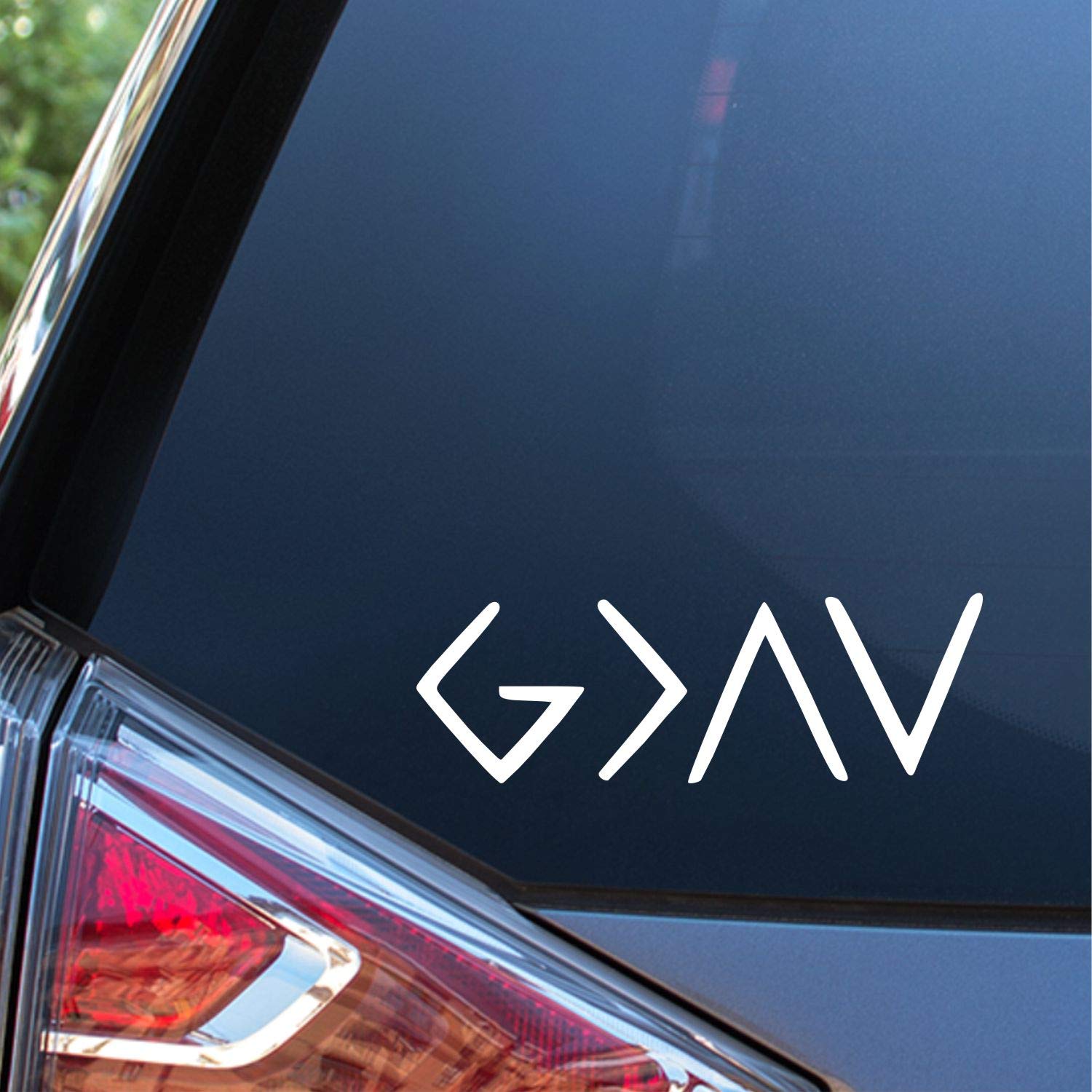 God is Greater Than Highs and Lows Vinyl Car Decal - 6 Inch White Religious Sticker for Cars, Trucks, Vans, Walls & Laptops - Inspirational Christian Decoration for Daily Motivation (SGD000076)