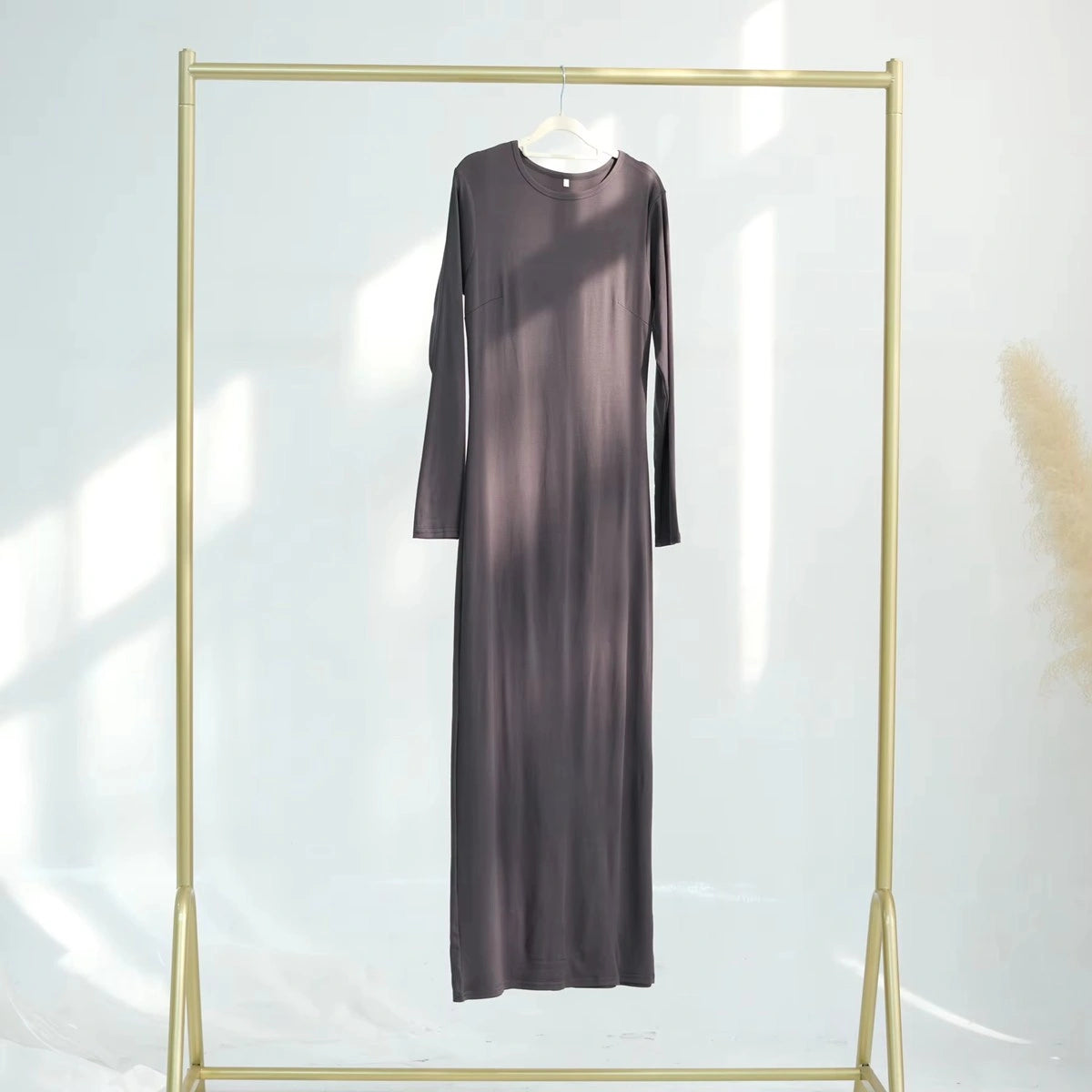 Stretchy Long Sleeve Abaya Inner Underdress Slip - Modest Muslim Prayer Dress for Women - Perfect for Daily Wear, Prayer & Special Occasions