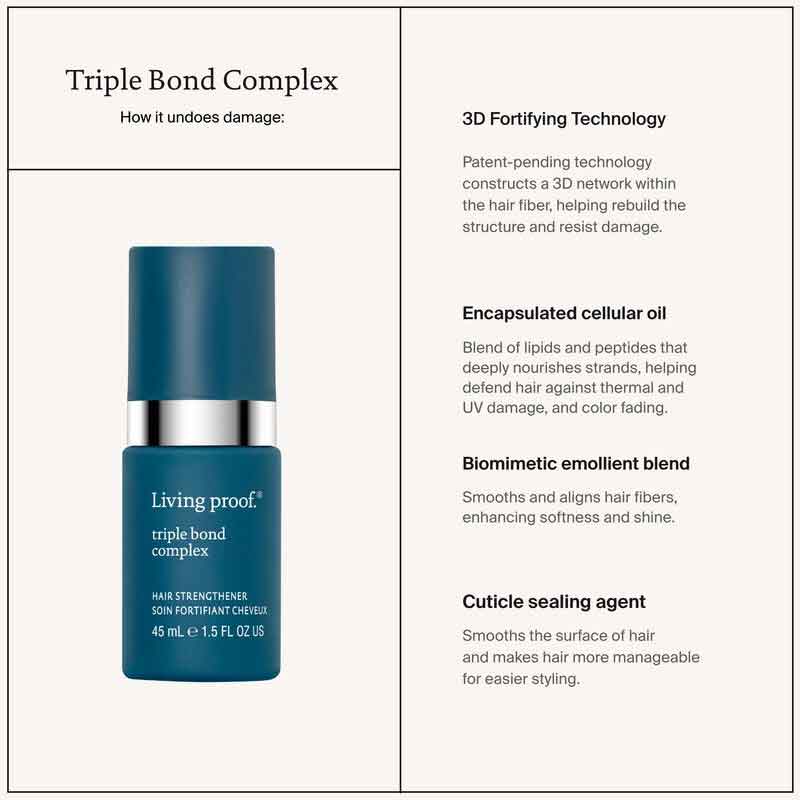 Living Proof Triple Bond Complex Hair Treatment - Repair & Strengthen Damaged Hair for Smooth, Shiny Locks | Perfect for Daily Use, Salon Results at Home