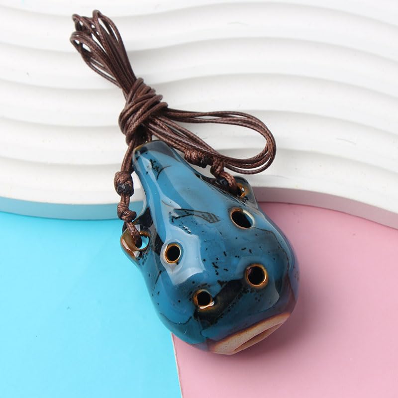 2Pcs Handcrafted Ceramic Ocarina Flute - 6-Hole Musical Instrument in Red & Blue for Beginners & Collectors | Perfect Gift for Music Lovers, Home Decor & Meditation Use