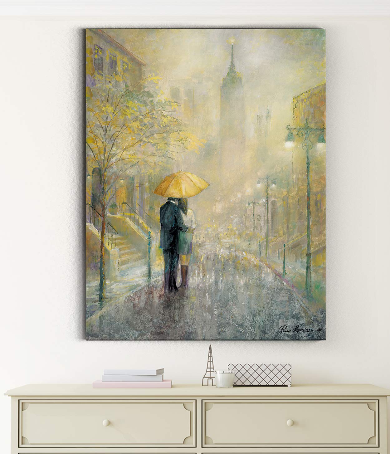 Wexford Home City Romance I Gallery Wrapped Canvas Wall Art - 36x48 Inches - Modern Abstract Painting for Living Room, Bedroom & Office Decor