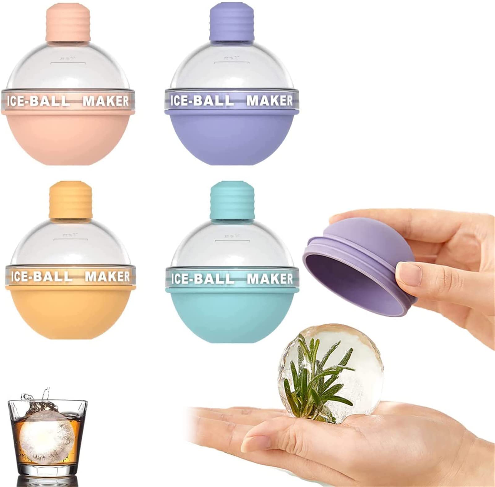 1/4Pcs 2022 Summer New Creative Light Bulb Ice Molds - Round Ice Ball Maker for Cocktails & Whiskey (2.5 Inch Sphere) - Perfect for Home Bars, Parties & Summer Drinks