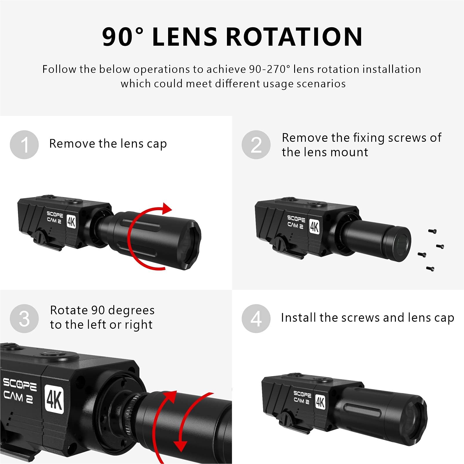 RunCam ScopeCam2 4K WiFi Action Camera - IP64 Waterproof Mini HD Video Camera for Airsoft & Paintball with 1400mAh Battery, Recording Switch Cable & 40mm Long Lens - Perfect for Outdoor Sports, Hunting & Adventure Recording