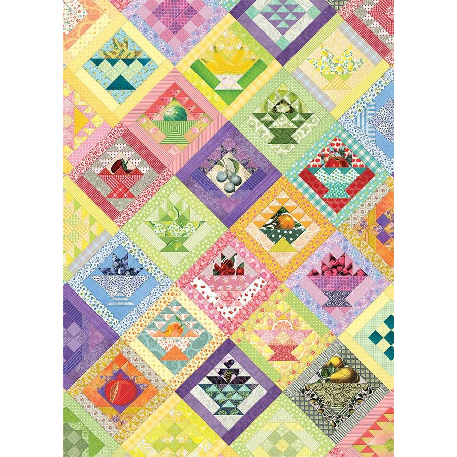 Premium Fruit Basket Quilt PZ1000 - Handmade Cotton Patchwork Bedspread for Farmhouse Decor | Perfect for Bedroom, Living Room & Cozy Home Styling