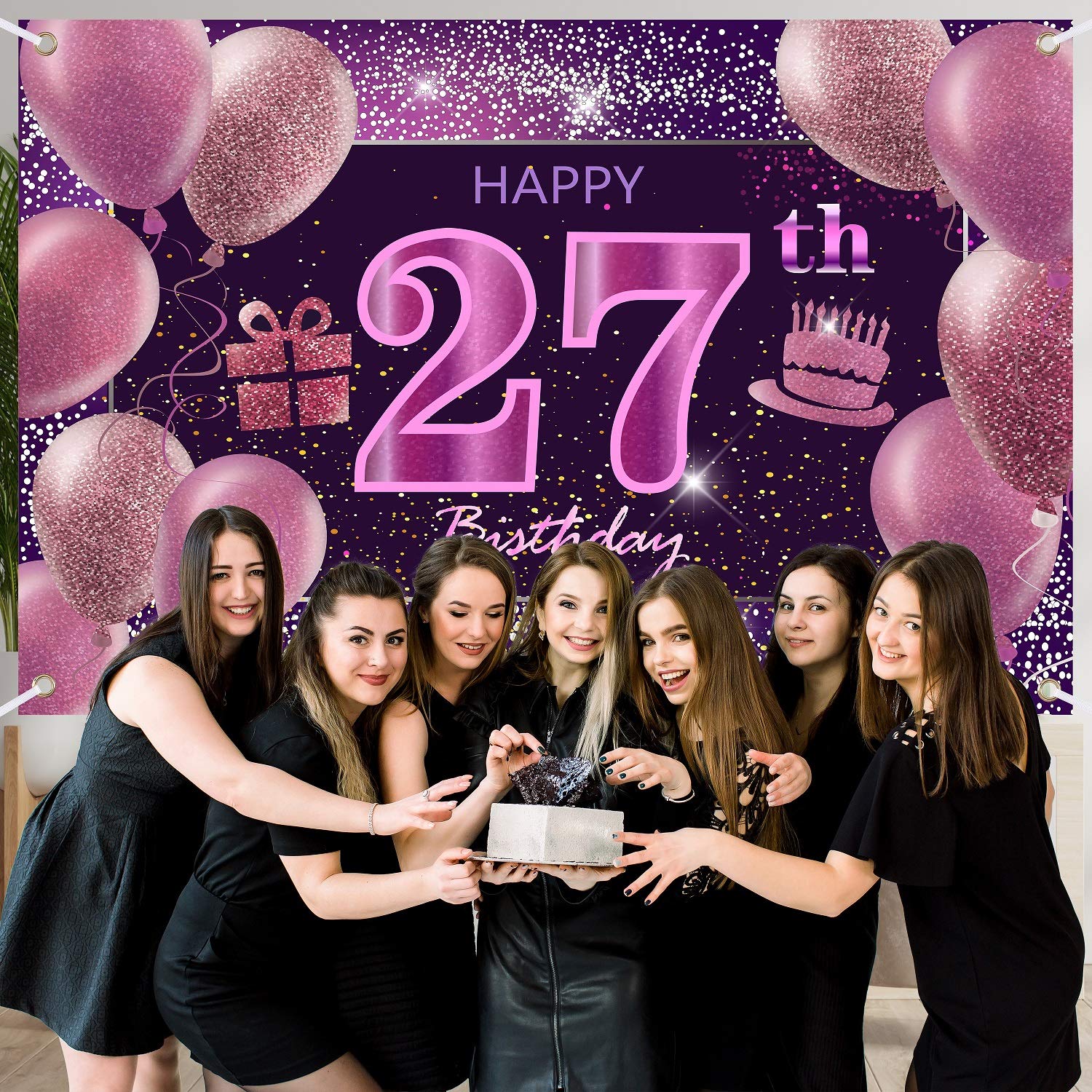 IMISI 27th Birthday Decorations for Women - Pink Happy Birthday Banner & Party Backdrop for Girls | Perfect for Birthday Parties, Baby Showers & Special Celebrations